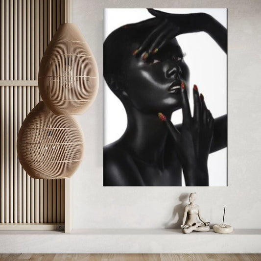 Black American Afro African Nude Woman Indian Oil Painting on Canvas Posters and Prints Scandinavian Wall Art Picture - Y Canvas