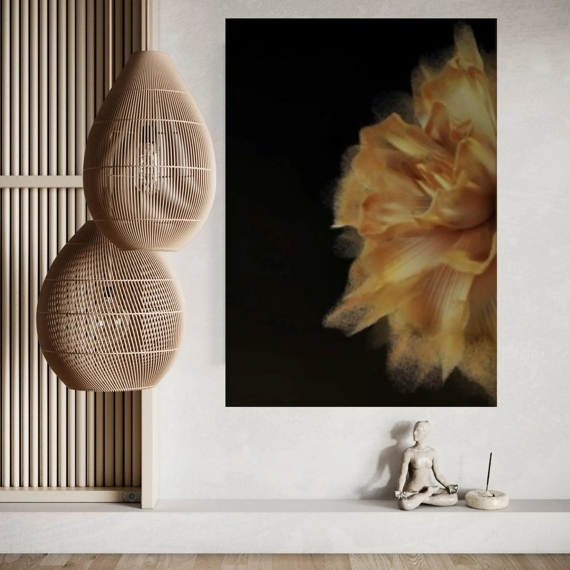 Yellow Gold Flower Canvas Wall Art - Y Canvas