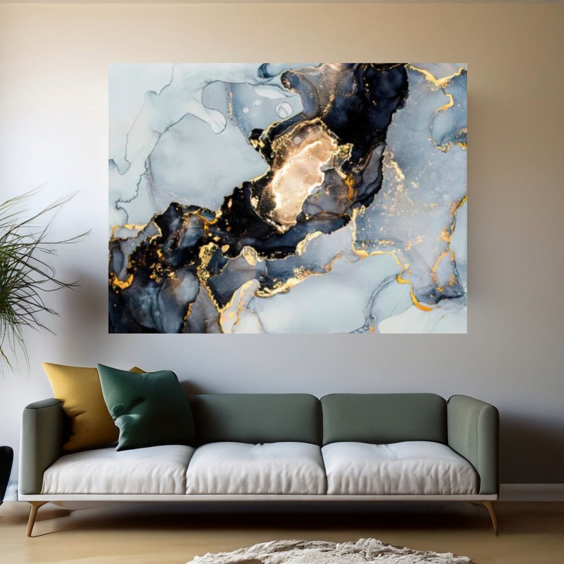 Large Gold Marble Canvas Wall Art, Marble Wall Decor - Y Canvas