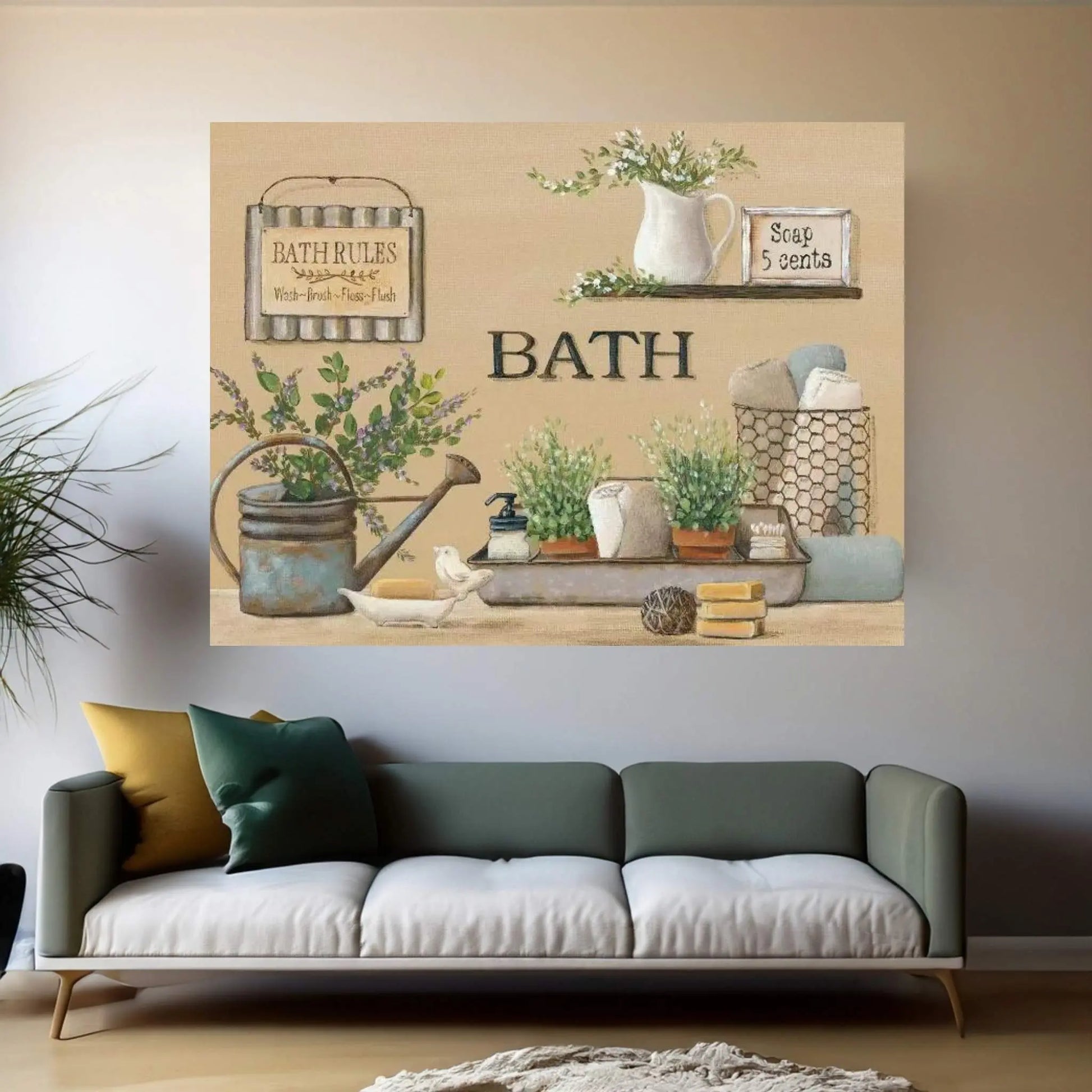 Farmhouse Bath II Canvas Wall Art - Y Canvas