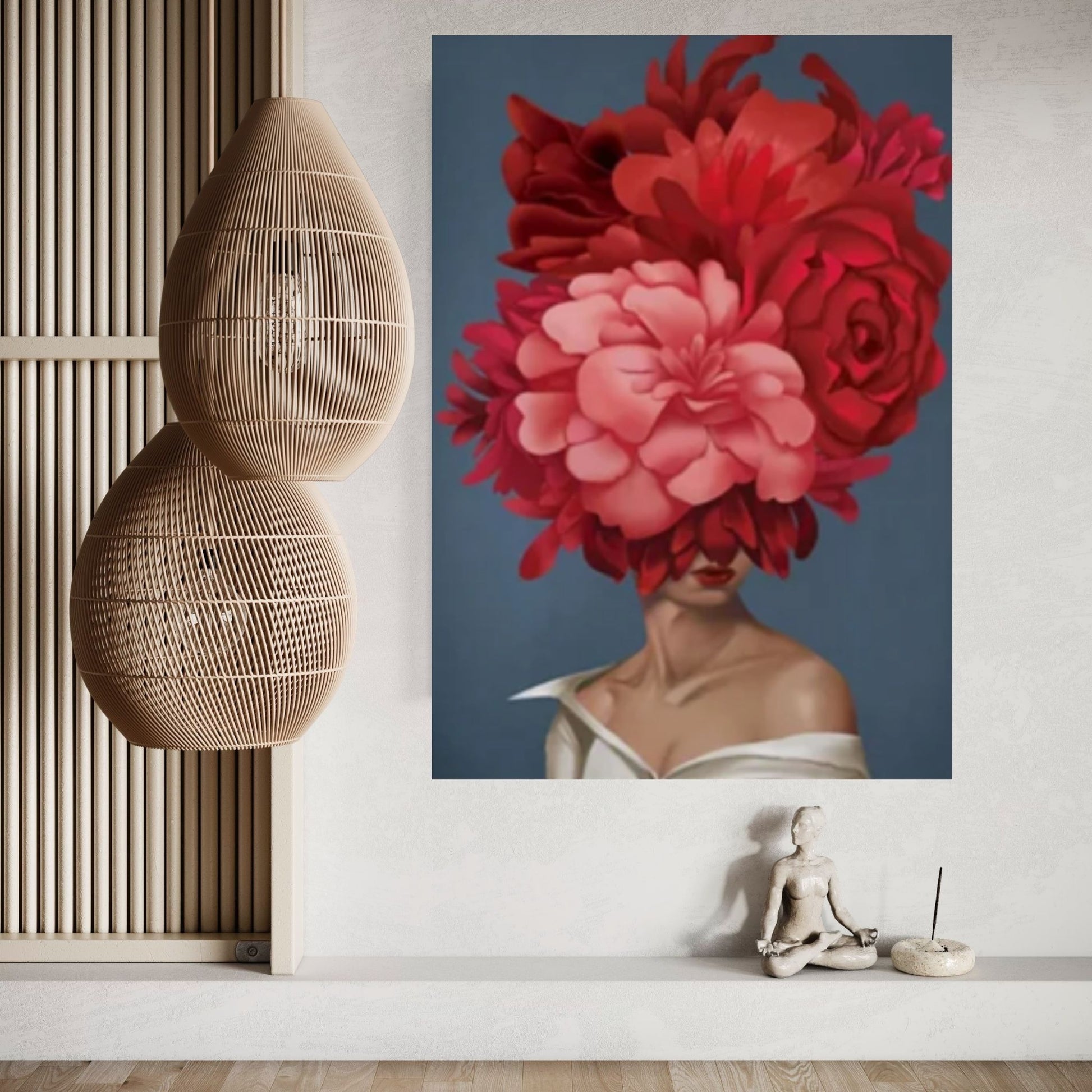 Woman with Red Roses Canvas Art - Y Canvas