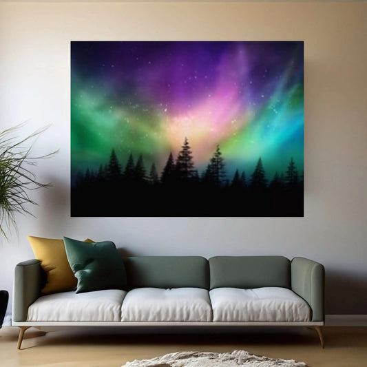 Landscape Starry Sky Canvas Poster Print, Night Sky Wall Art - Y Canvas