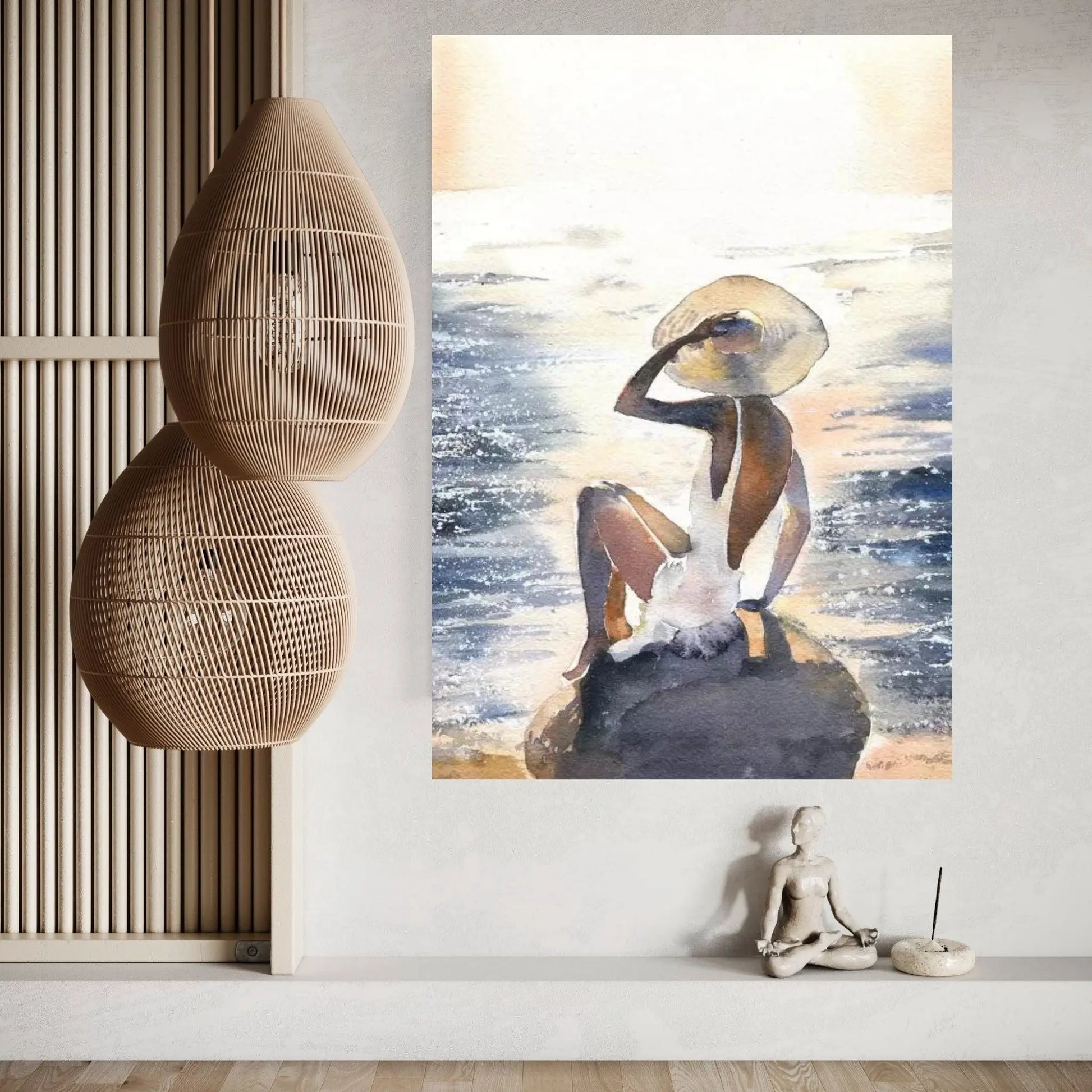 Woman On A Rock Canvas Wall Art - Y Canvas