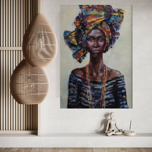 Black Woman Portrait, Afro Art, Colorful Wall Art,African Woman Makeup Wall Art - Y Canvas