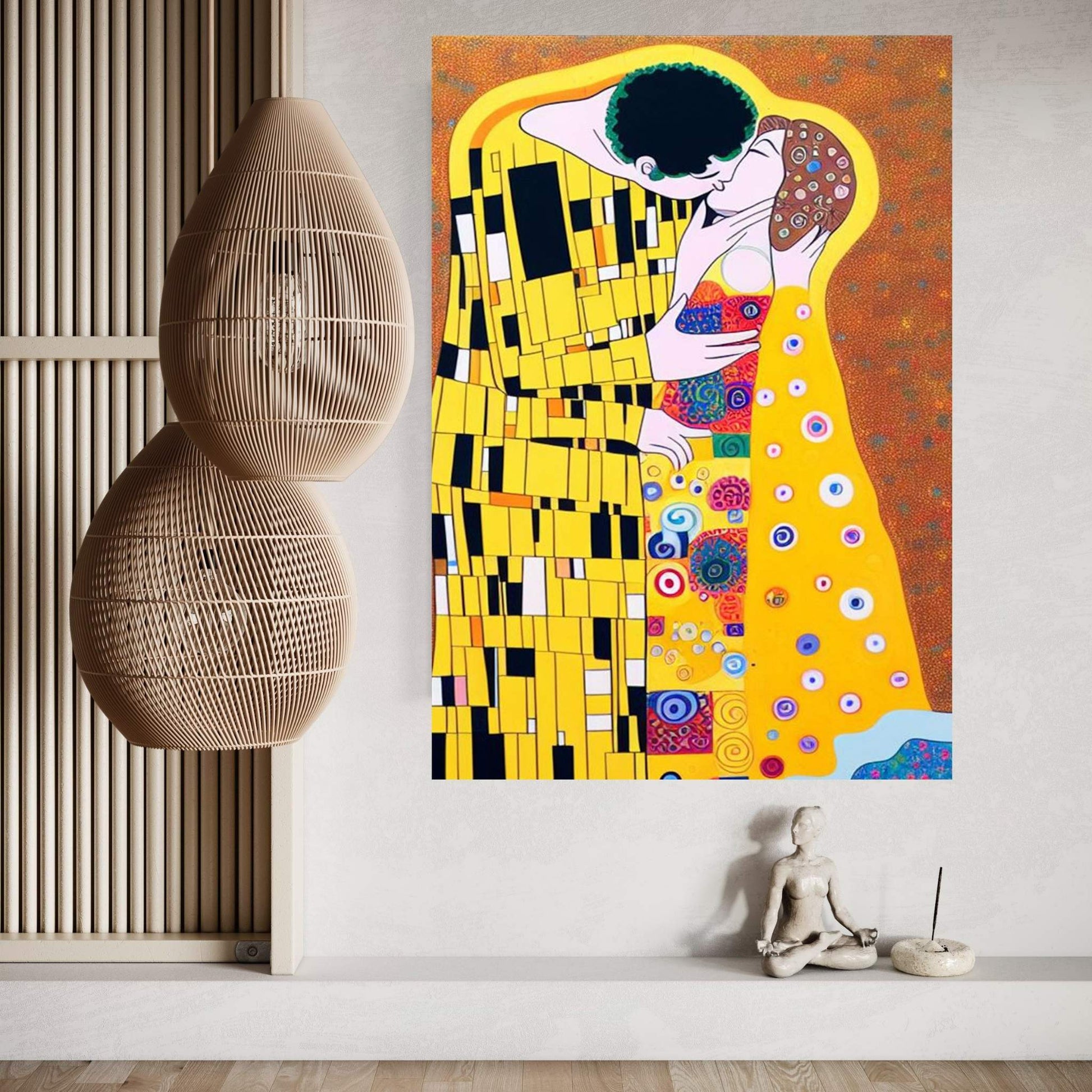 Gustav Klimt's The Kiss: Canvas Wall Art Reproduction Home Decor - Y Canvas