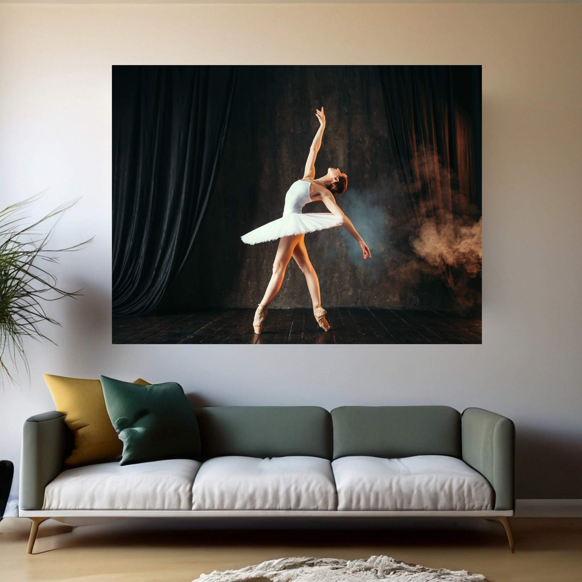 Ballerina Woman in White Dress Canvas Art Wall Decor - Y Canvas