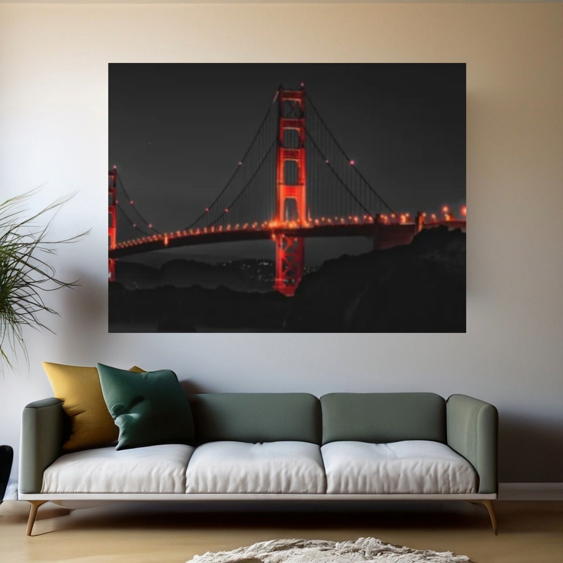 San Francisco Panoramic Canvas Print, San Francisco Canvas Wall Art, Golden Gate Bridge Canvas - Y Canvas