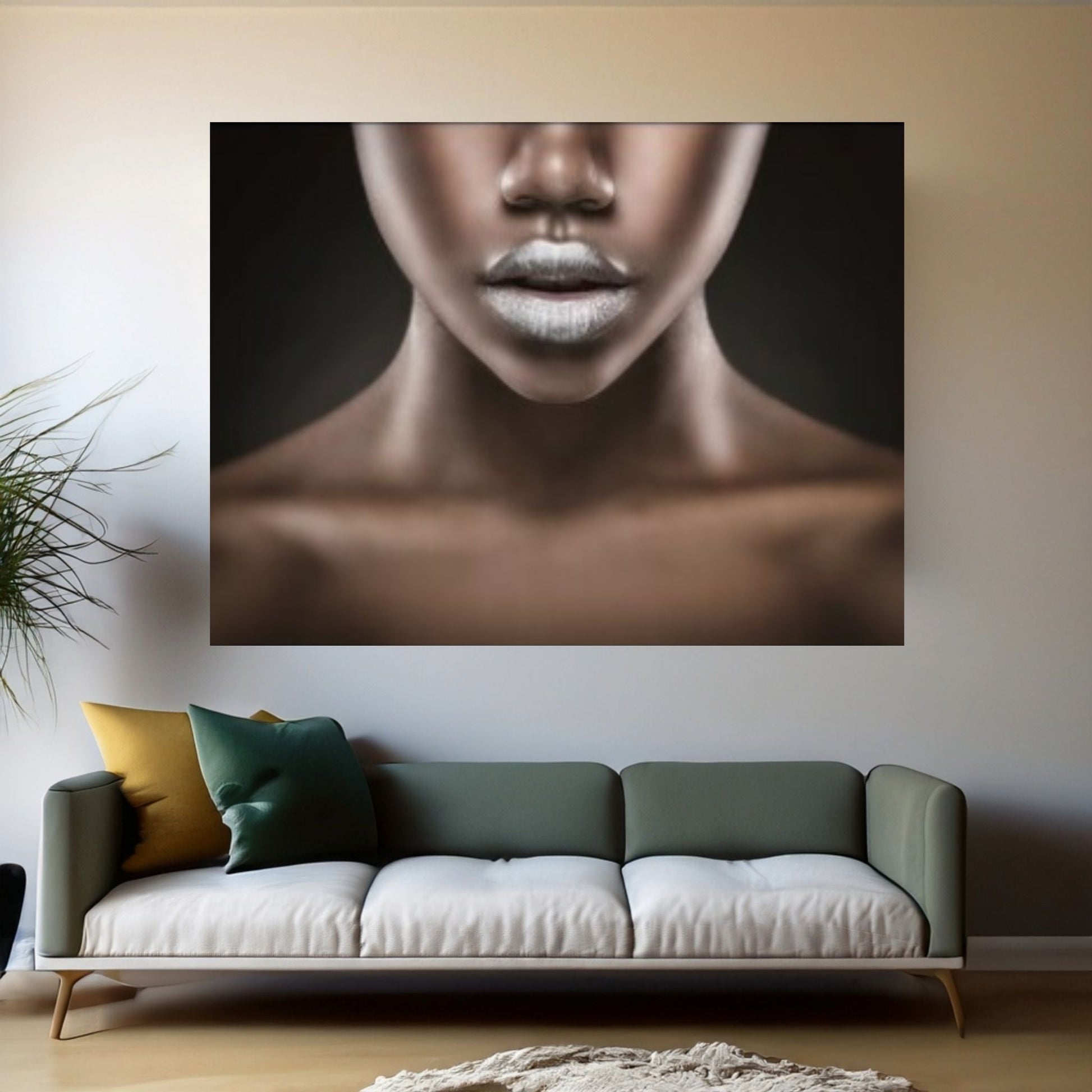 African Art Wall Decor, African Woman Makeup Wall Art, Abstract Canvas Art - Y Canvas