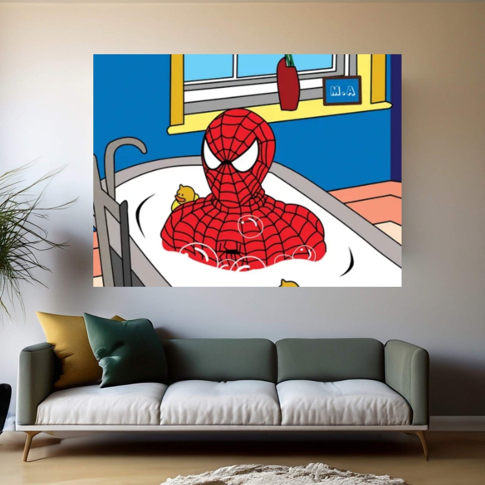 Spidey Bath Time Canvas Wall Art - Y Canvas