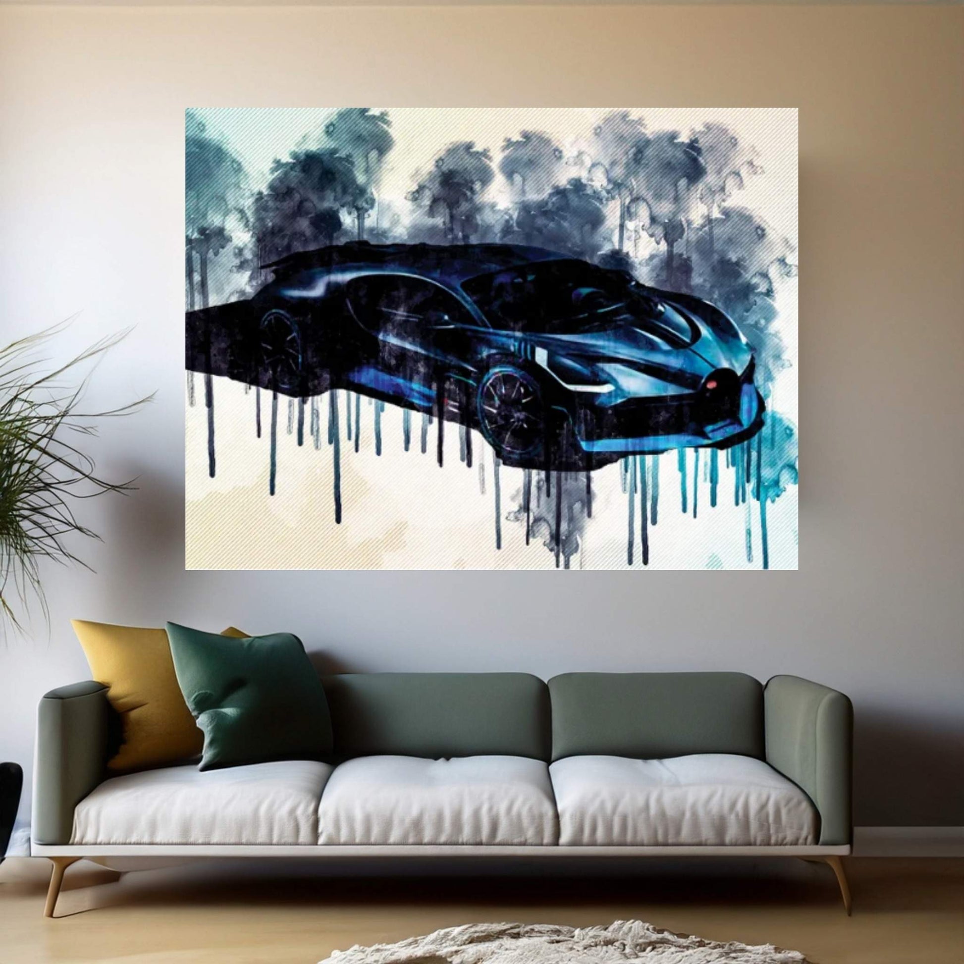 Bugatti Divo 2019 Luxury Racing Car Top View From The Front Canvas Wall Art - Y Canvas