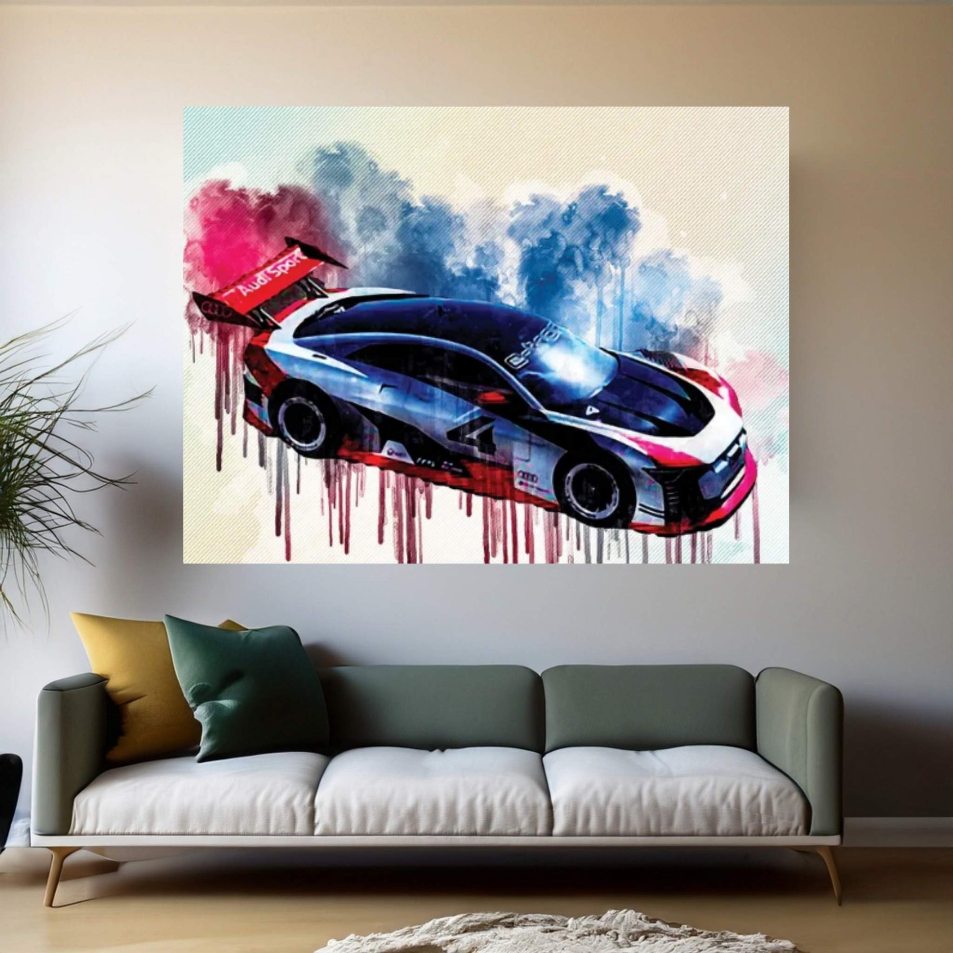 2018 Audi E-Tron Vision Gran Turismo Race Car Canvas Wall Art - Y Canvas