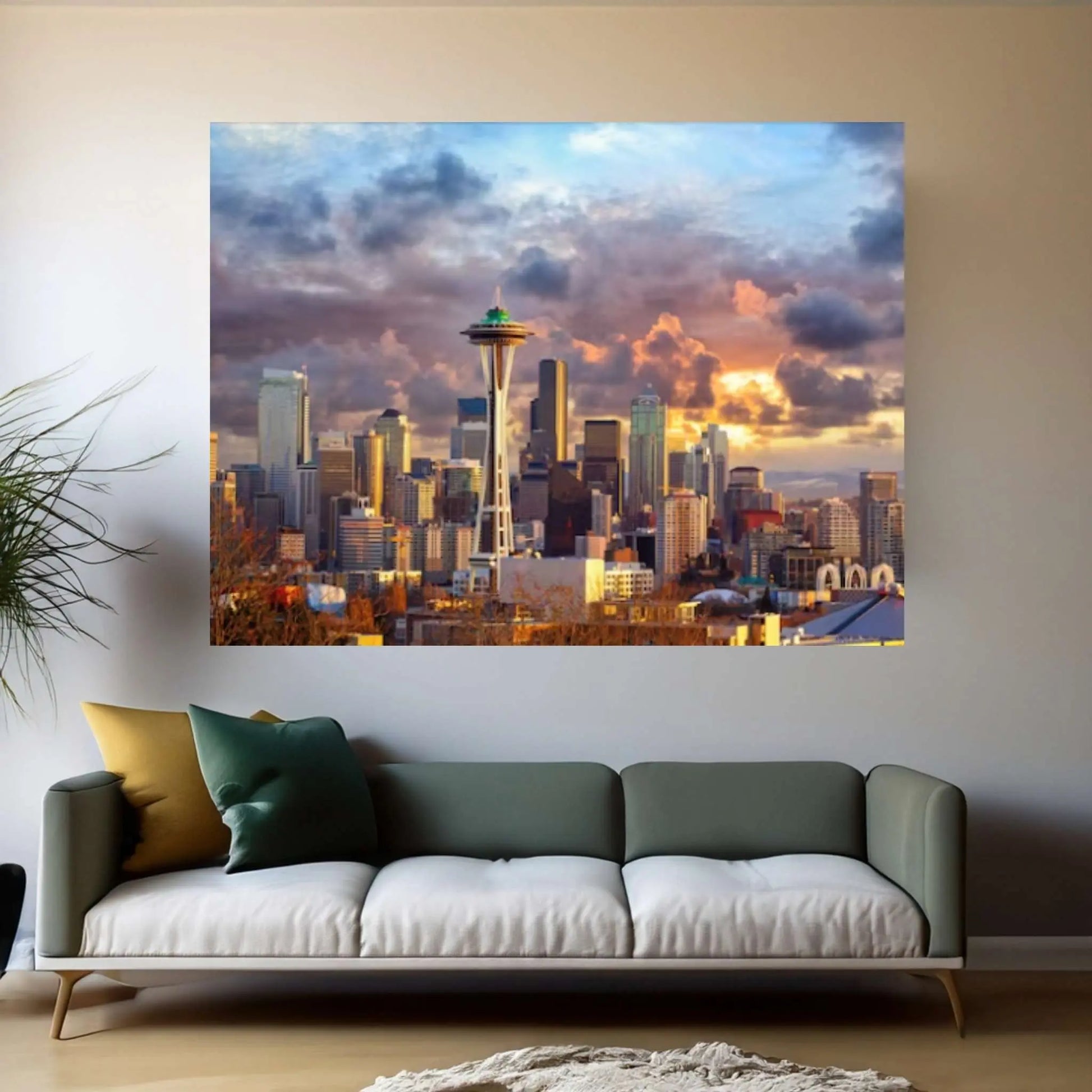 Skyline in Seattle Canvas Design Poster Canvas Wall Art - Y Canvas