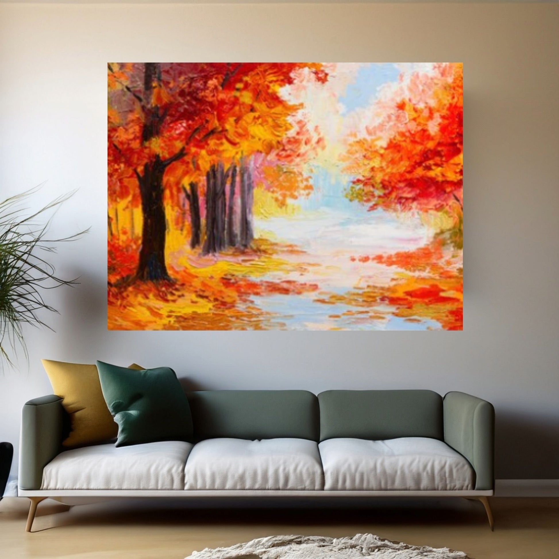 Autumn Landscape Canvas Wall Art Decor, Autumn Landscape Art Canvas, Autumn Printed - Y Canvas