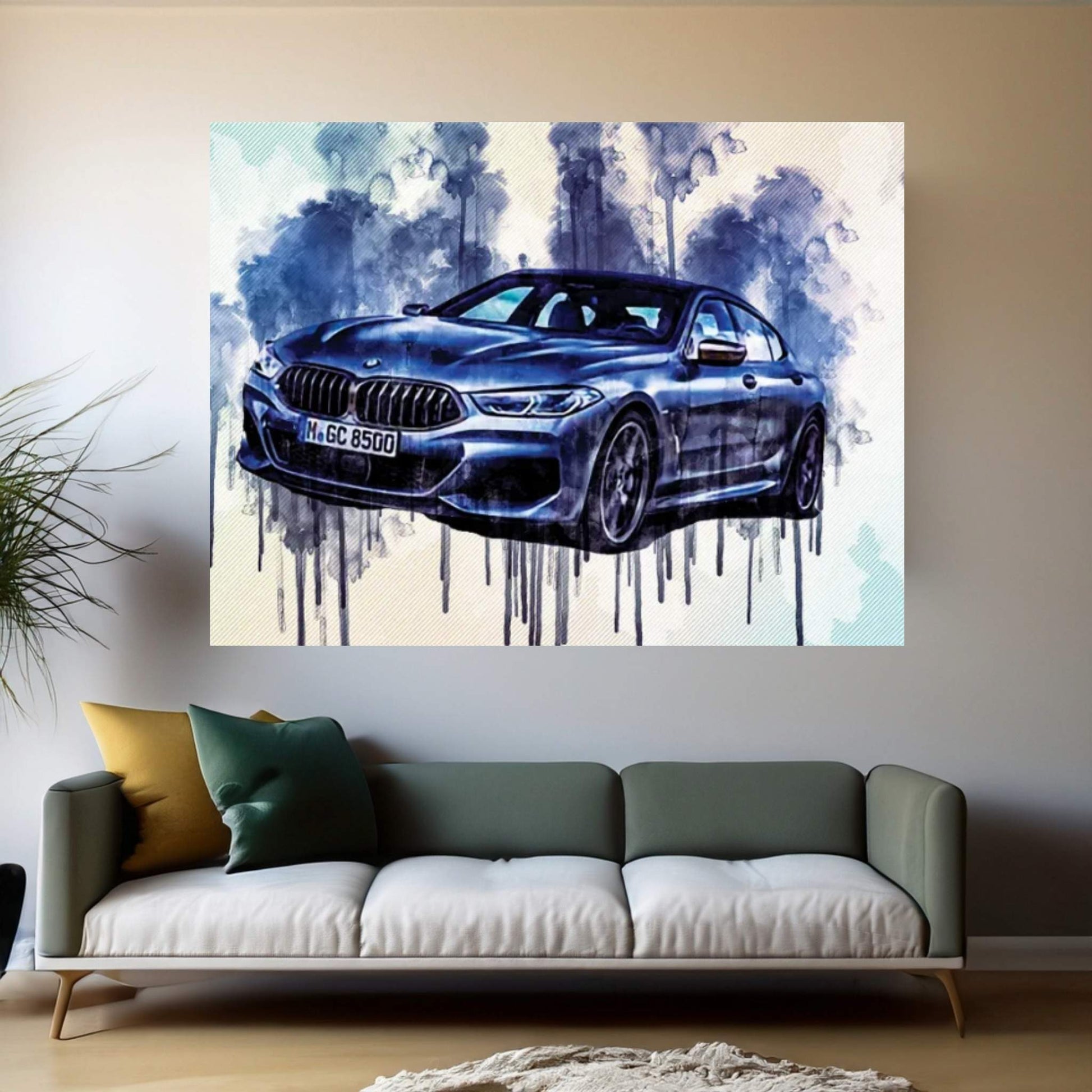 2020 BMW 8-Series Gran Front View Gray Canvas Wall Art - Y Canvas