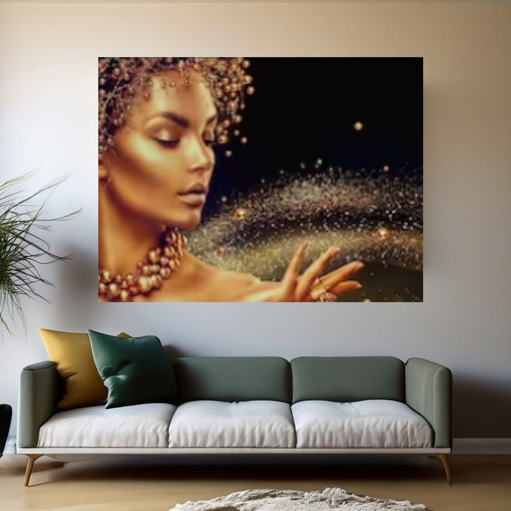 African Art Wall Decor, African Woman Makeup Wall Art, Abstract Canvas Art, Modern Wall Art - Y Canvas