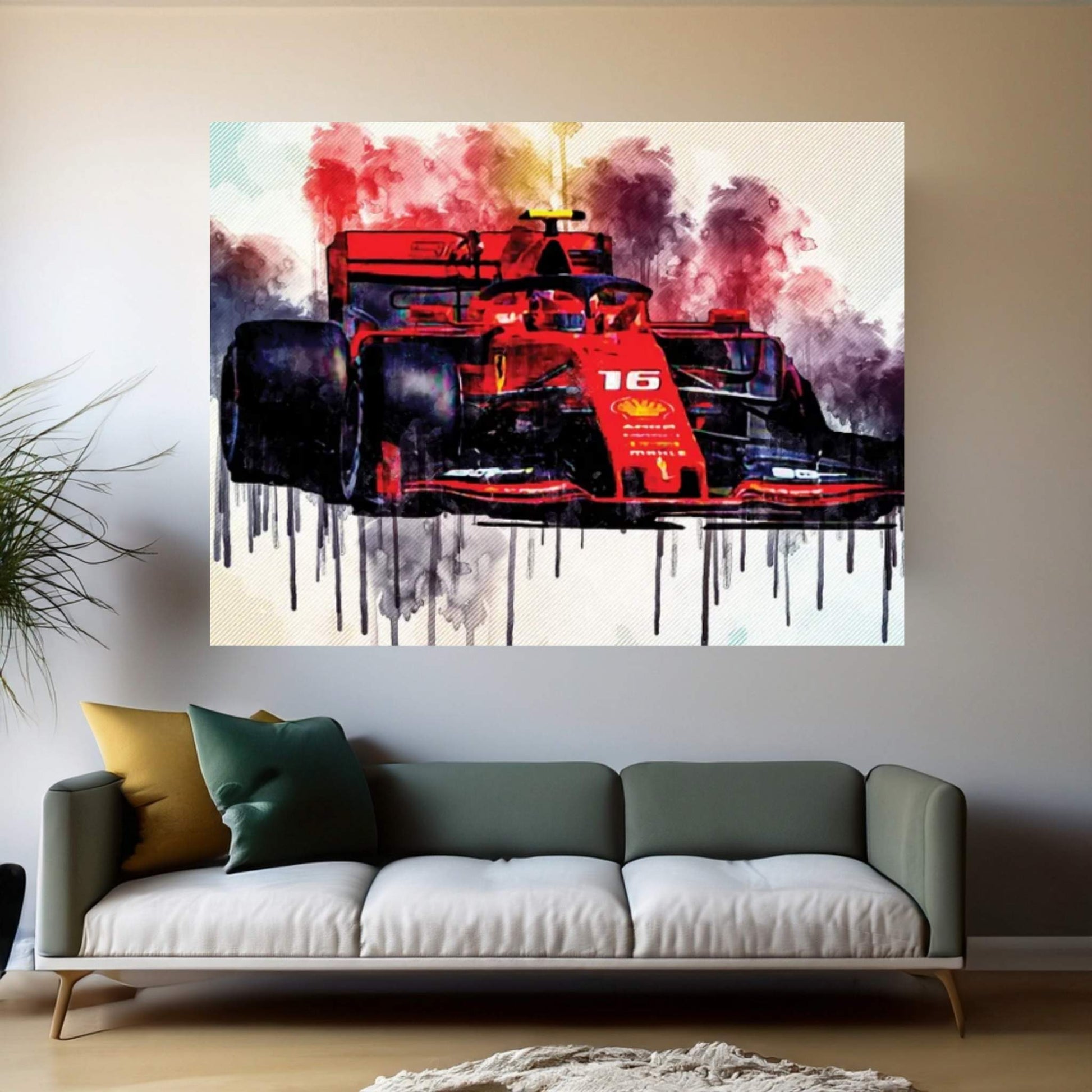 Charles Leclerc Ferrari Sf90 German Gp 2019 F1 Cars Raceway Formula 1 Scuderia Ferrari Canvas Wall Art - Y Canvas