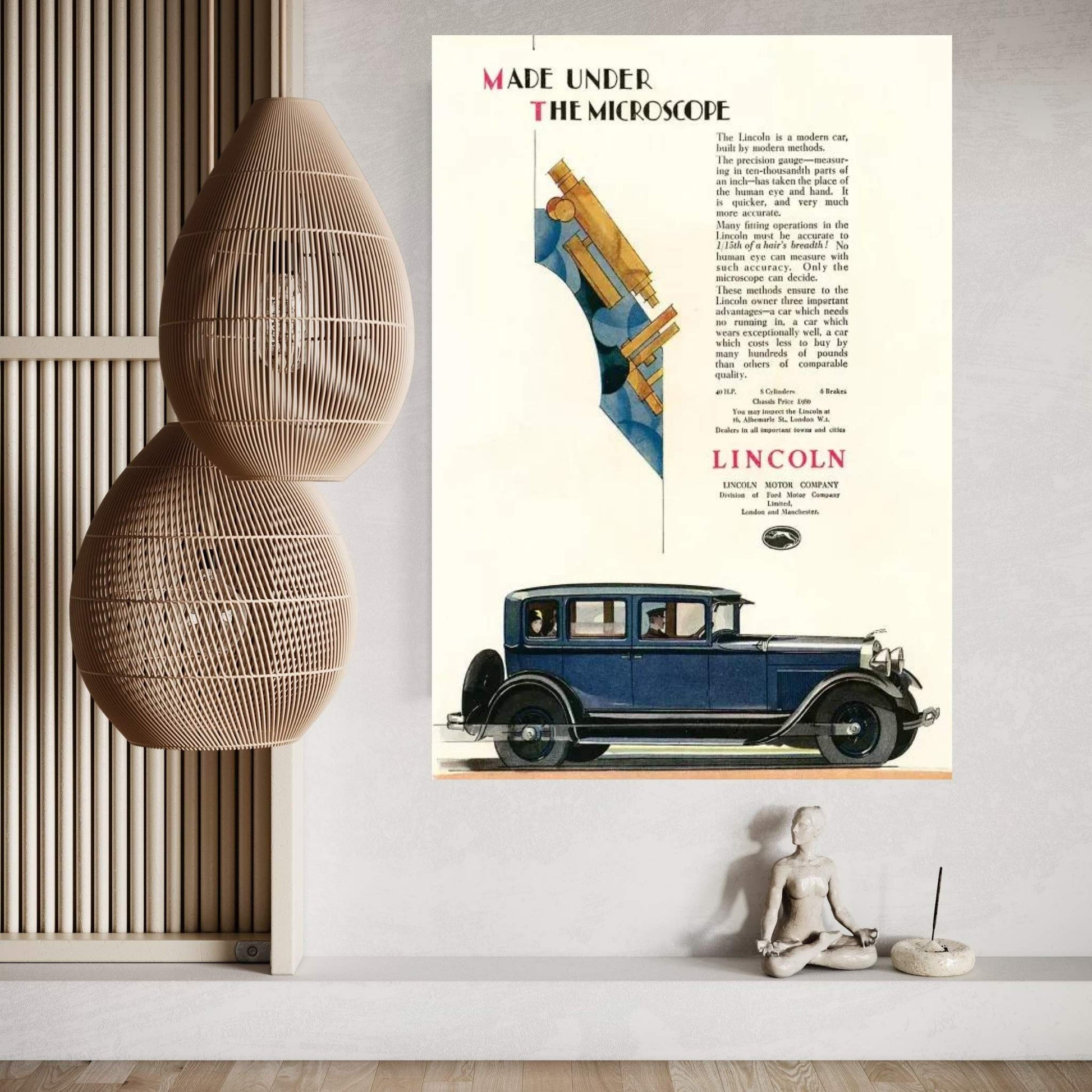 1929 Lincoln Magazine Advert Canvas Wall Art - Y Canvas