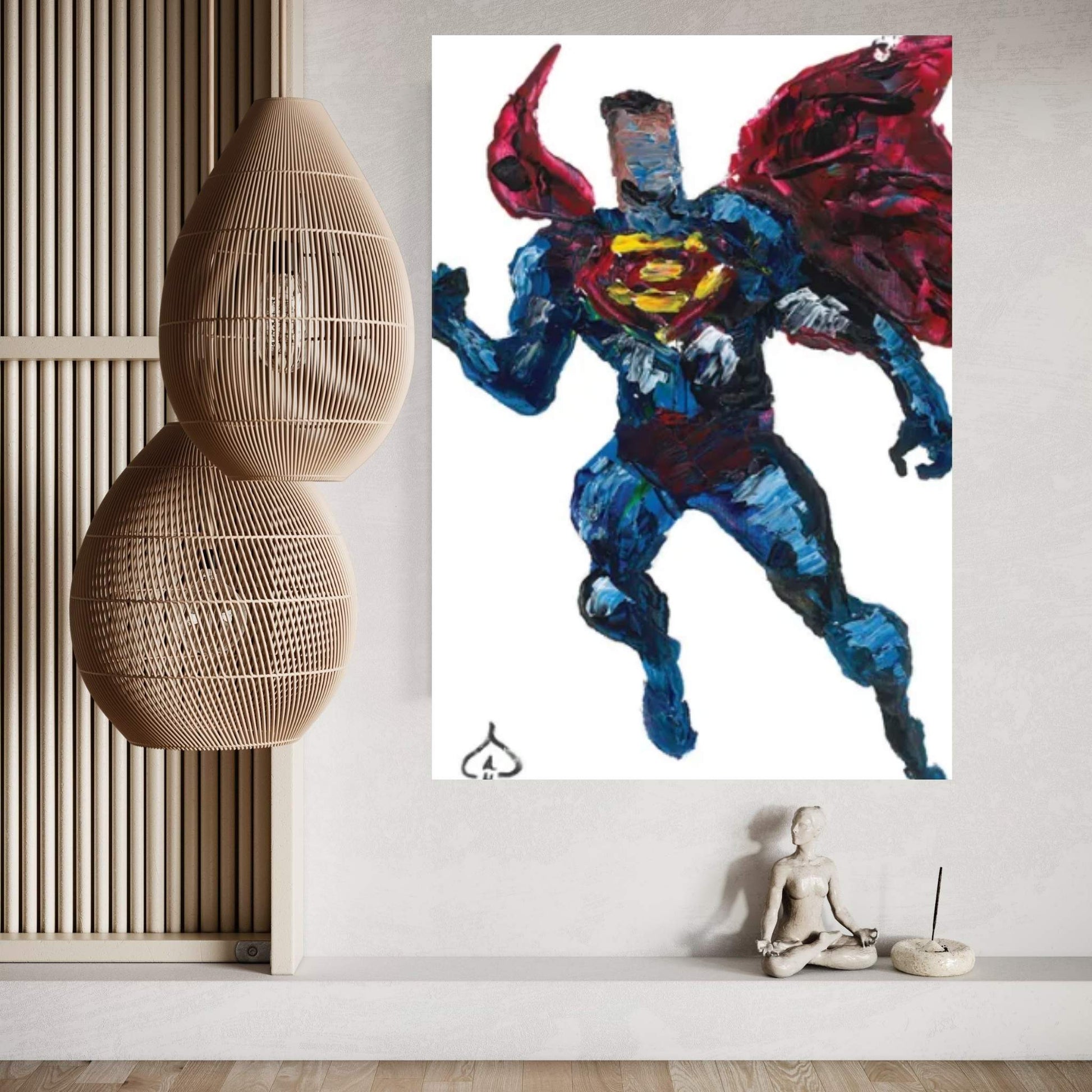 Superman Palette Knife Canvas Wall Art - Y Canvas