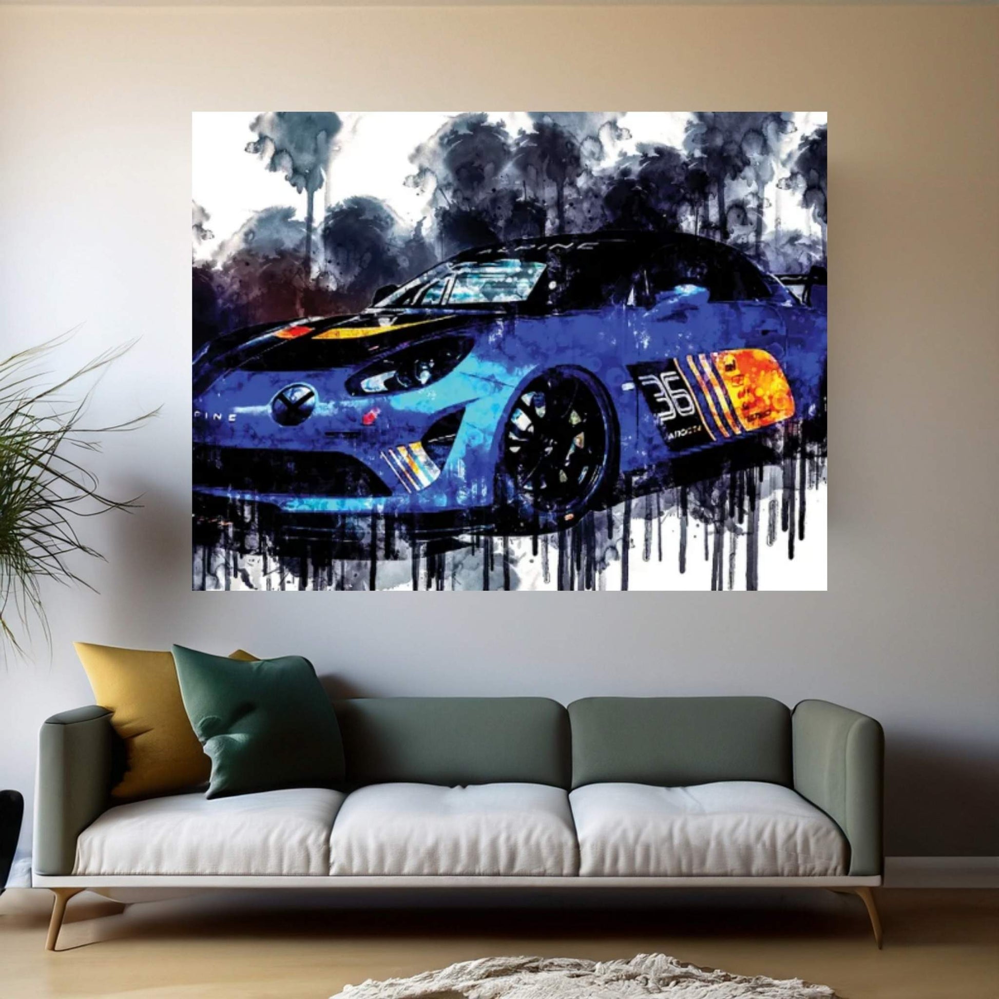 Car 2018 Alpine A110 GT4 Canvas Wall Art - Y Canvas