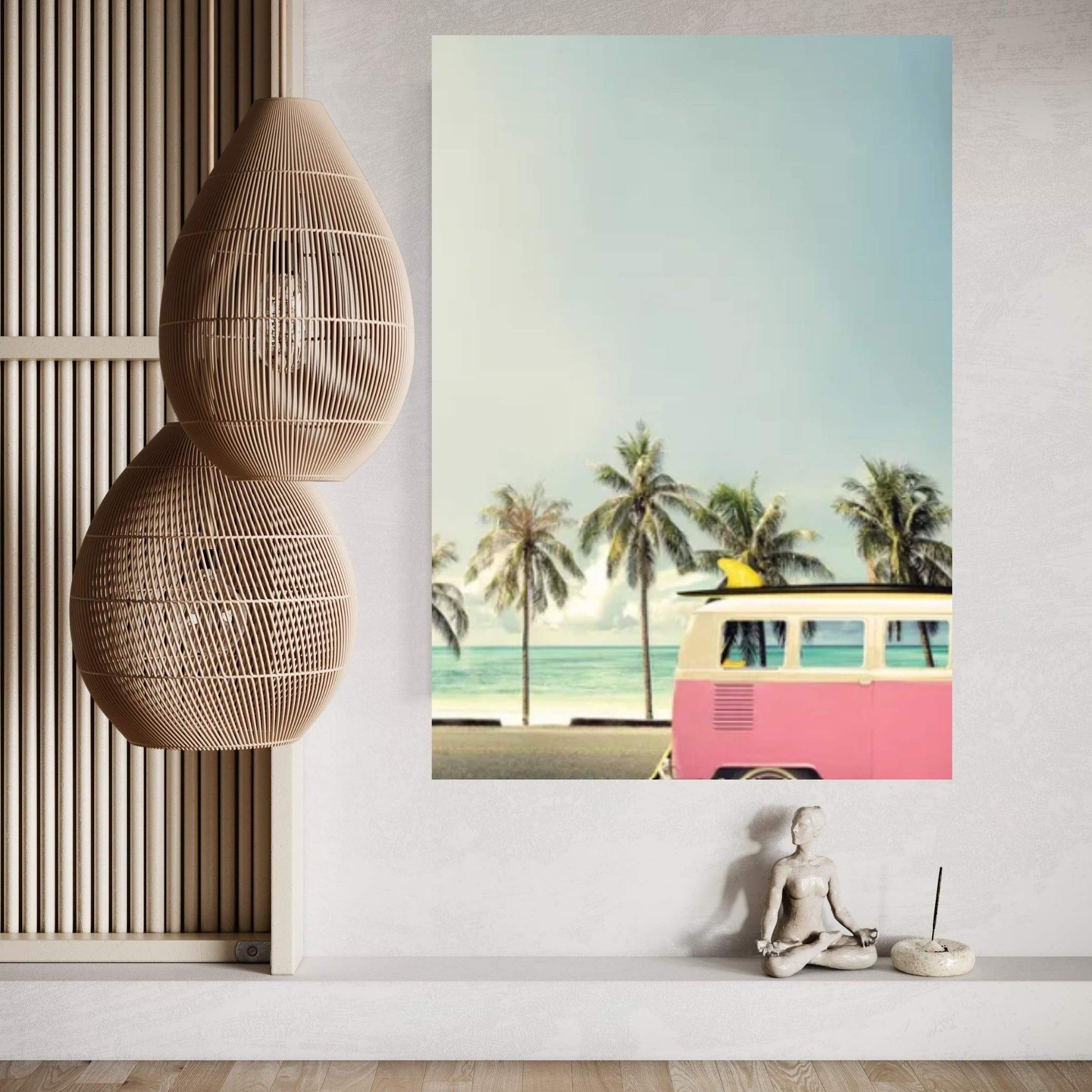 Surf Bus Pink Canvas Wall Art - Y Canvas