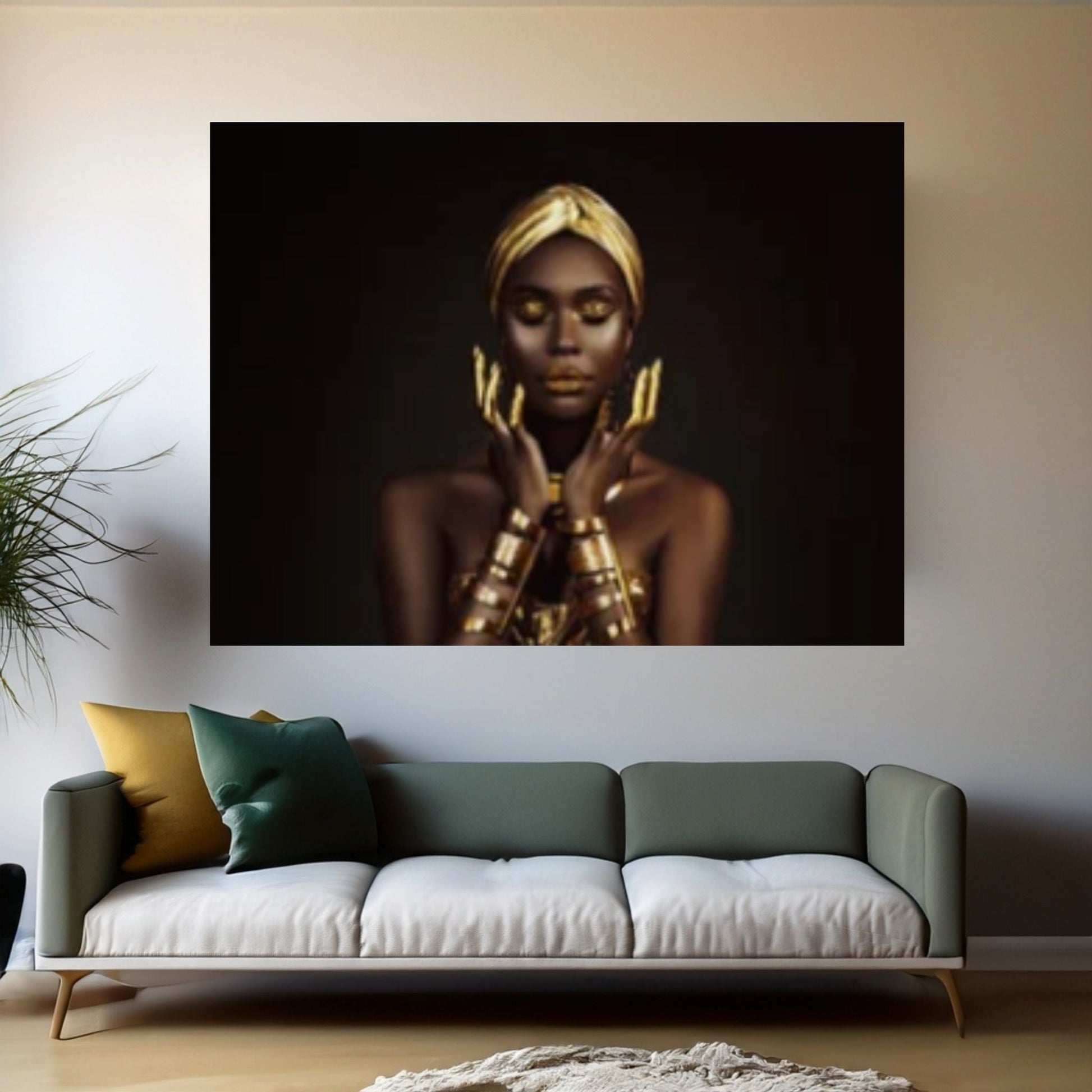 African Black Woman Portrait, Afro Art, Colorful Wall Art, African Woman Makeup Wall Art - Y Canvas