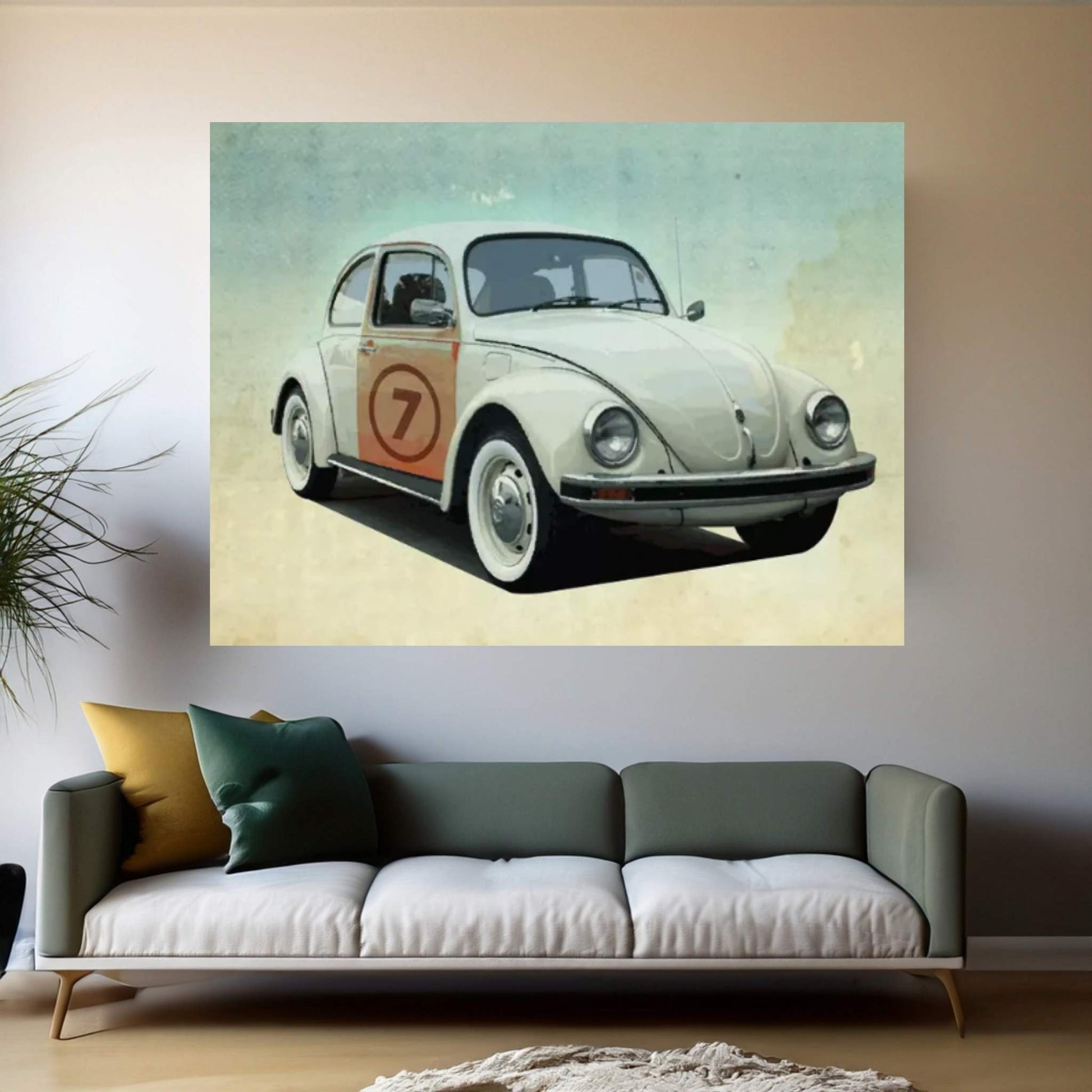 Number 7 VW Sedan Canvas Wall Art - Y Canvas