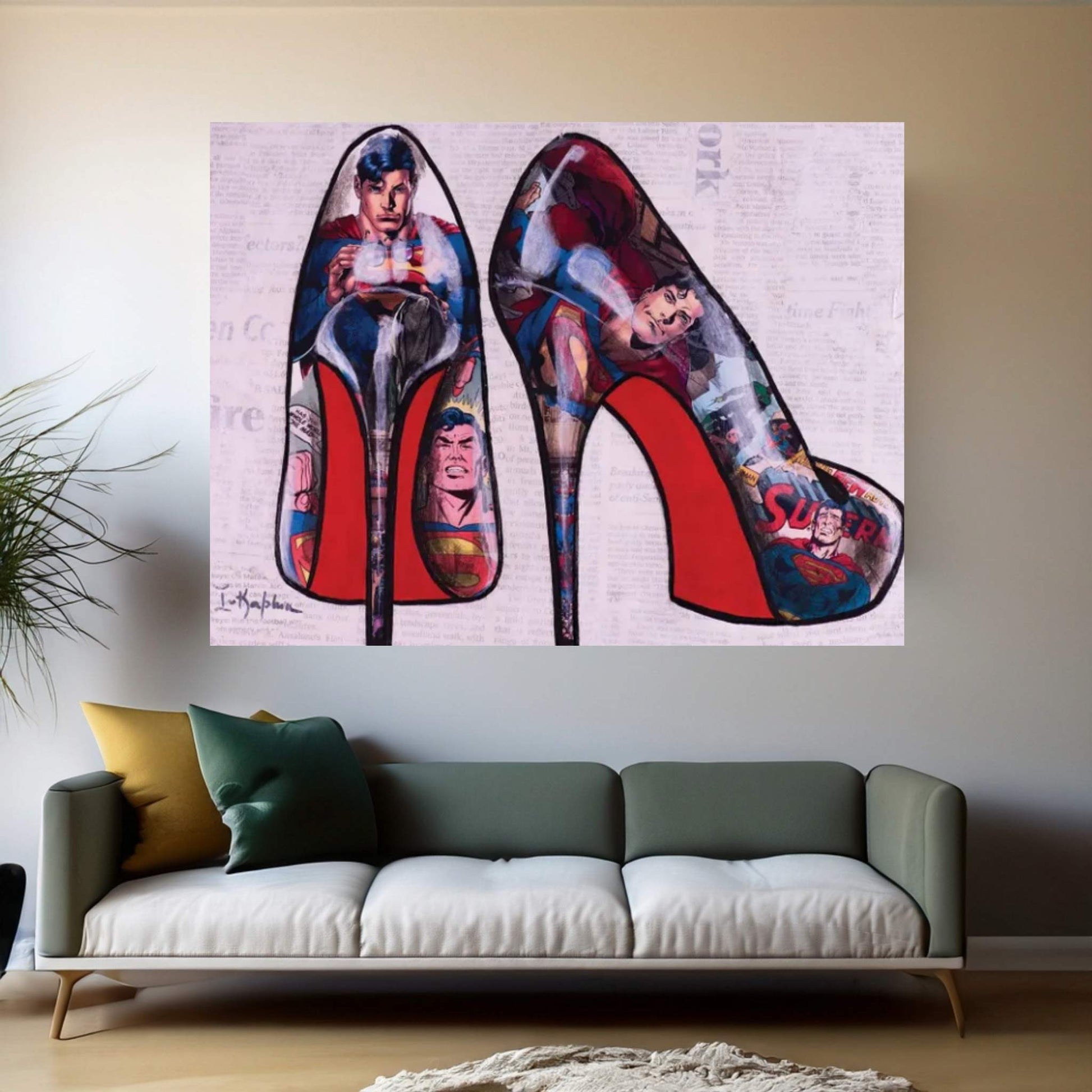 Superman Heels Canvas Wall Art - Y Canvas