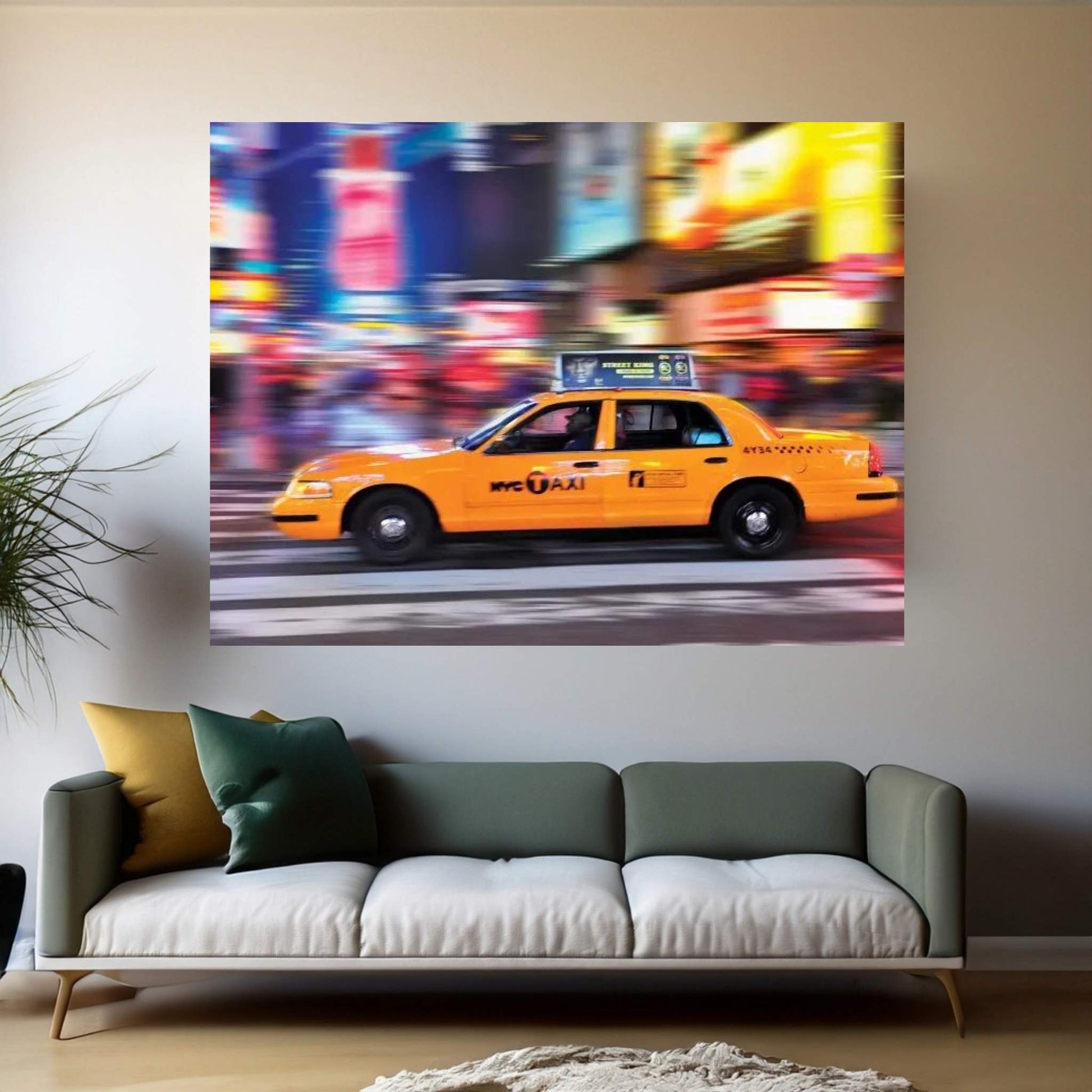 Times Square Yellow Cab II Canvas Wall Art - Y Canvas