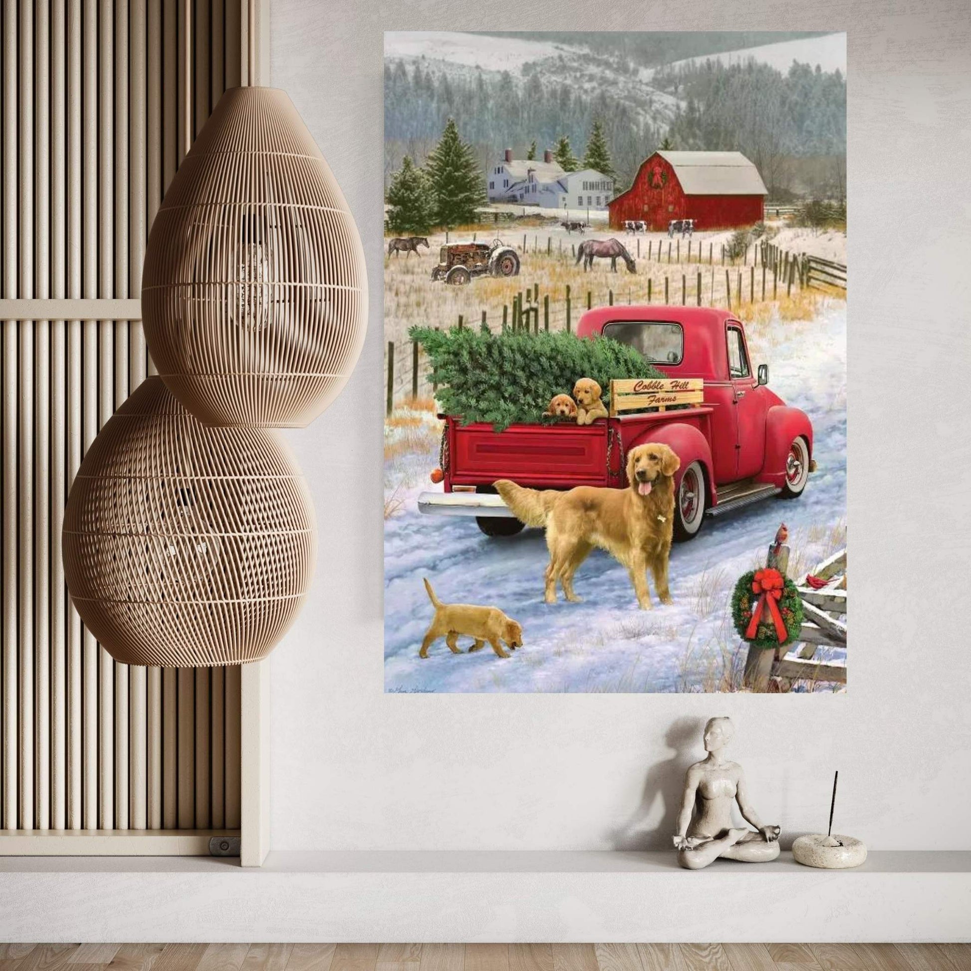 Christmas On The Farm Canvas Wall Art - Y Canvas