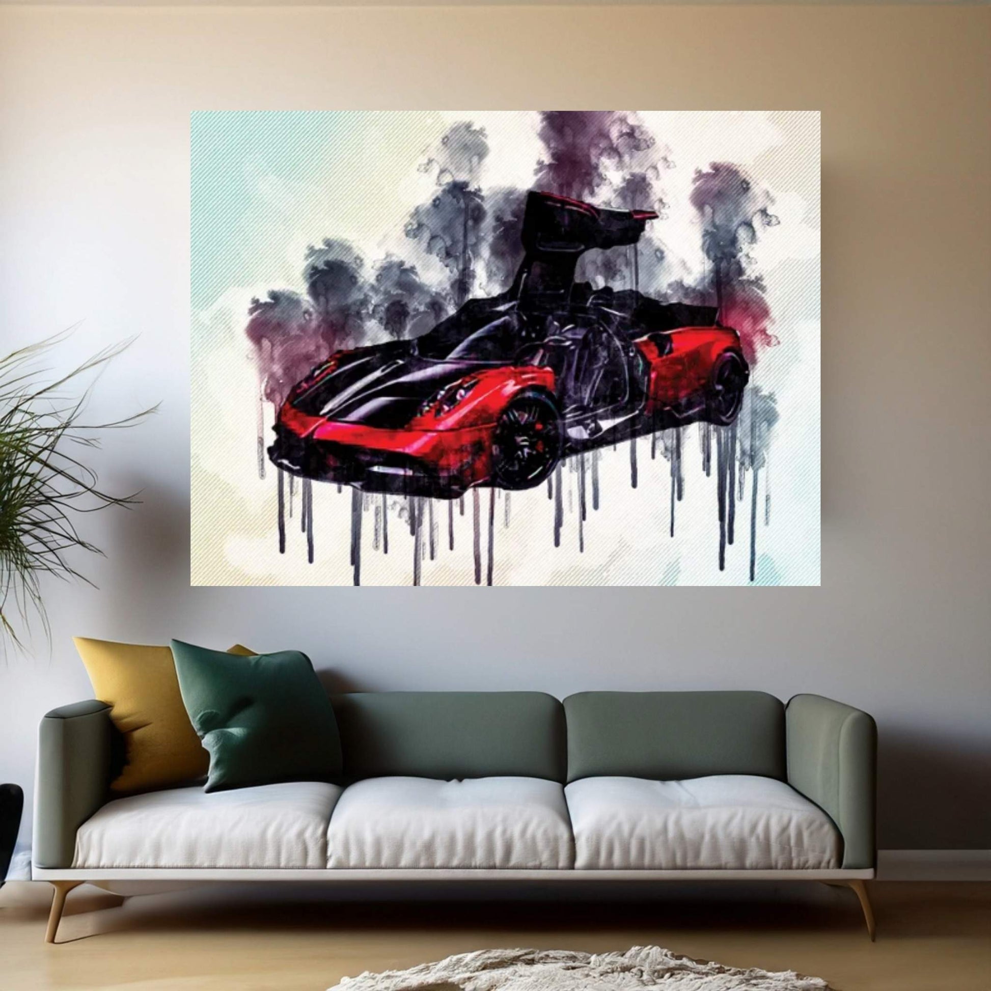 Pagani Huayra Bc Hypercar Black And Red Luxury Sports Cars Canvas Wall Art - Y Canvas