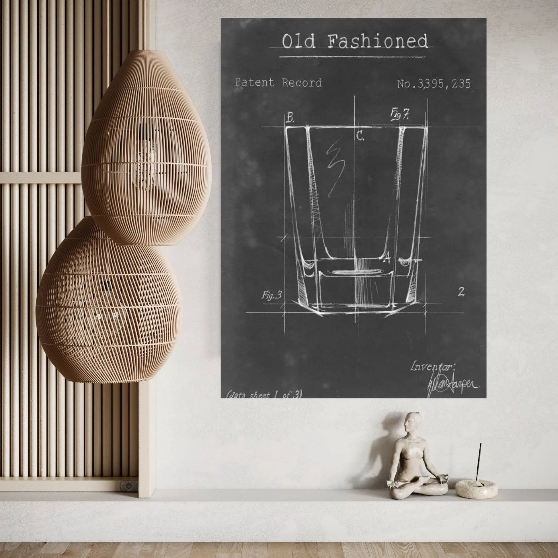 Barware Blueprint I Canvas Wall Art - Y Canvas