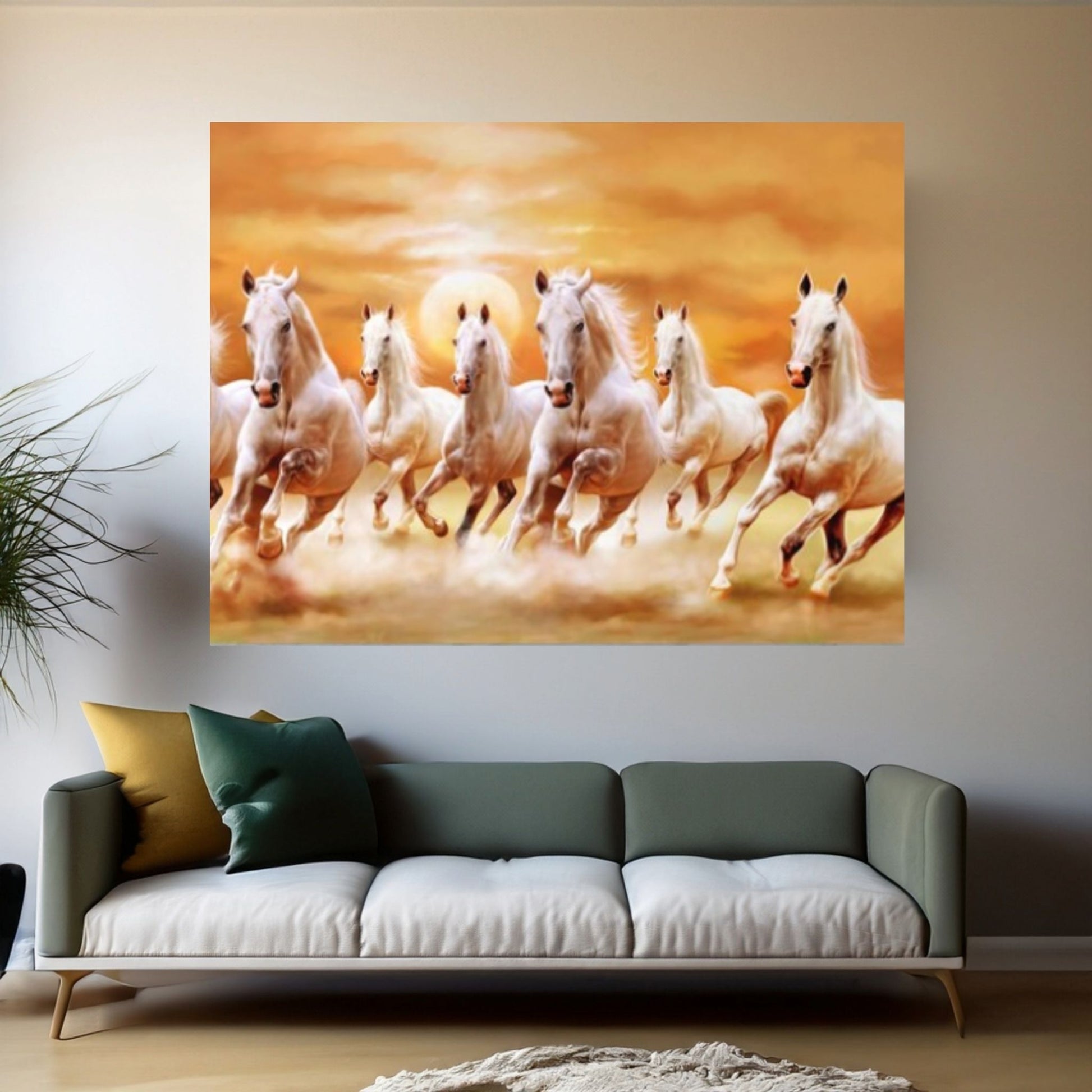 Large Running Horses Canvas Wall Art Print - Y Canvas