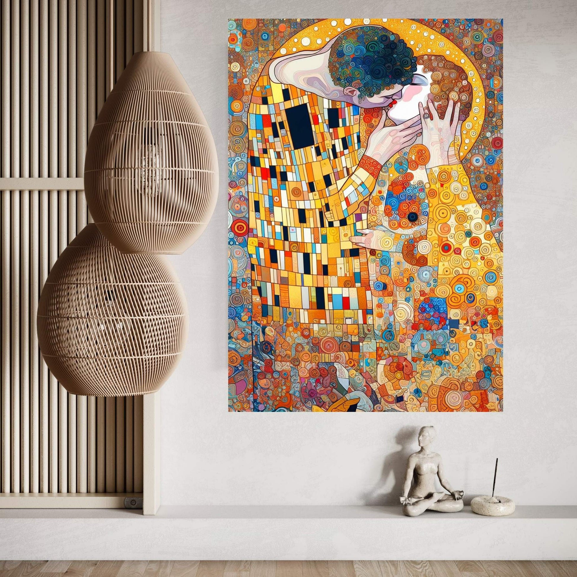 Gustav Klimt's The Kiss: Canvas Wall Art Reproduction Home Decor - Y Canvas