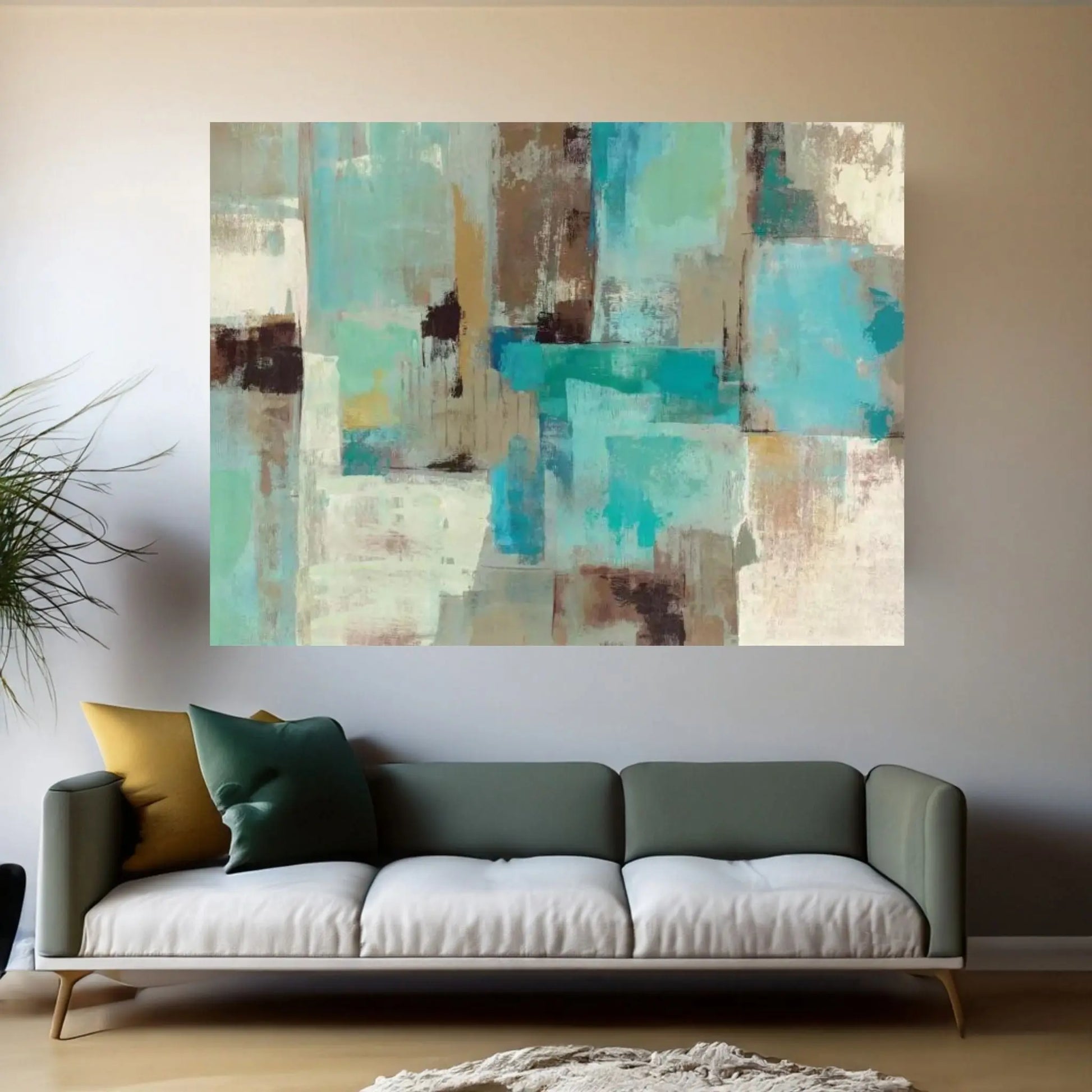 Teal and Aqua Reflections #2 Canvas Wall Art - Y Canvas