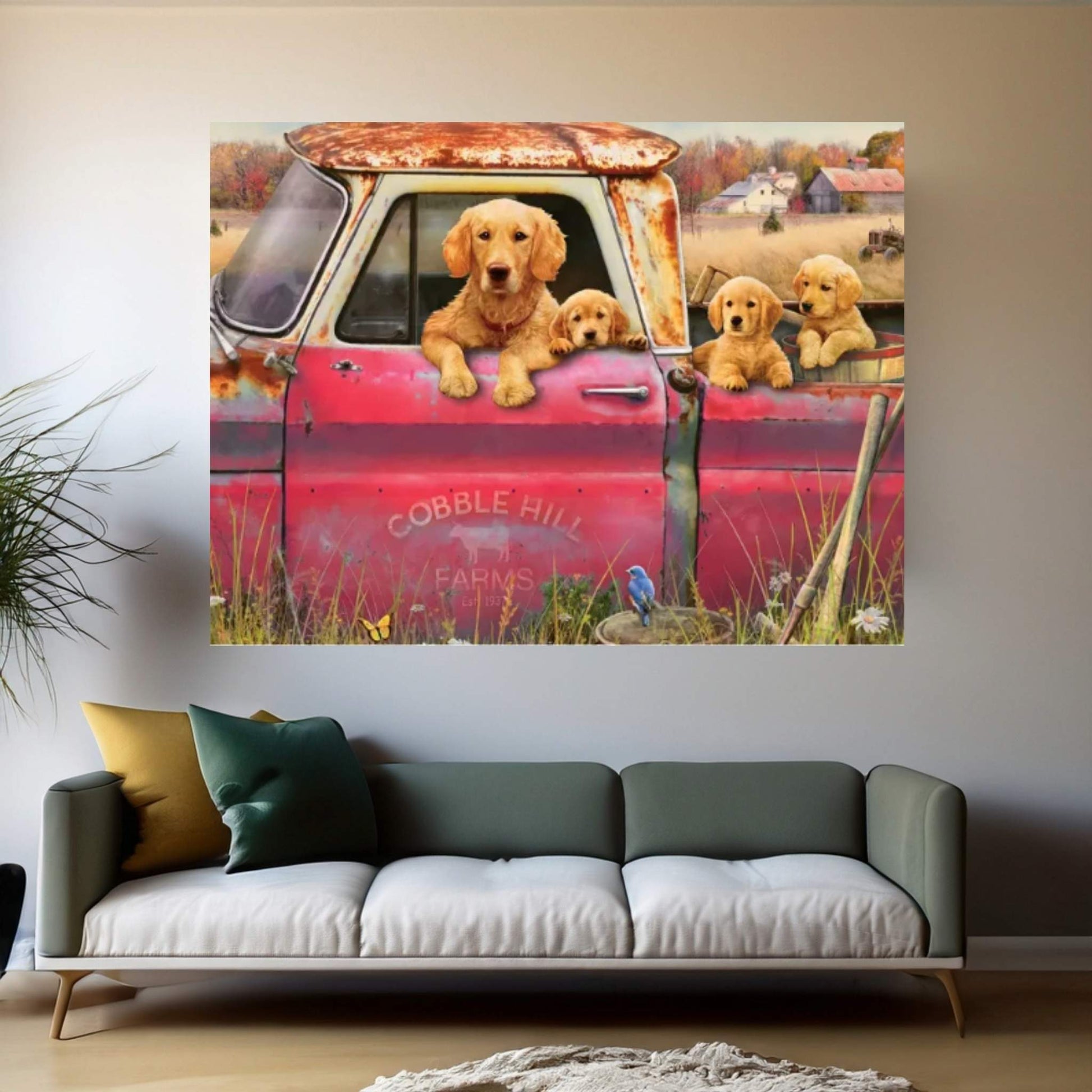 Goldens And Truck Canvas Wall Art - Y Canvas