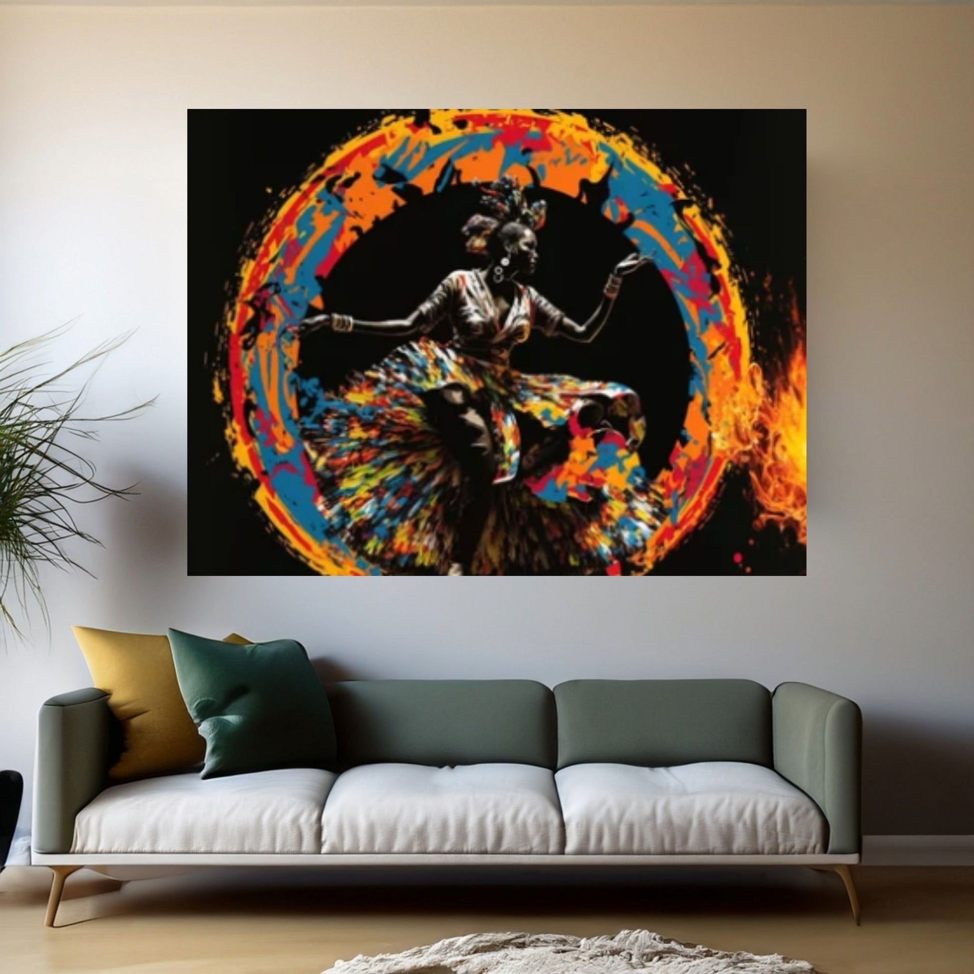 African Woman, Ring of Fire American Canvas Painting - Y Canvas