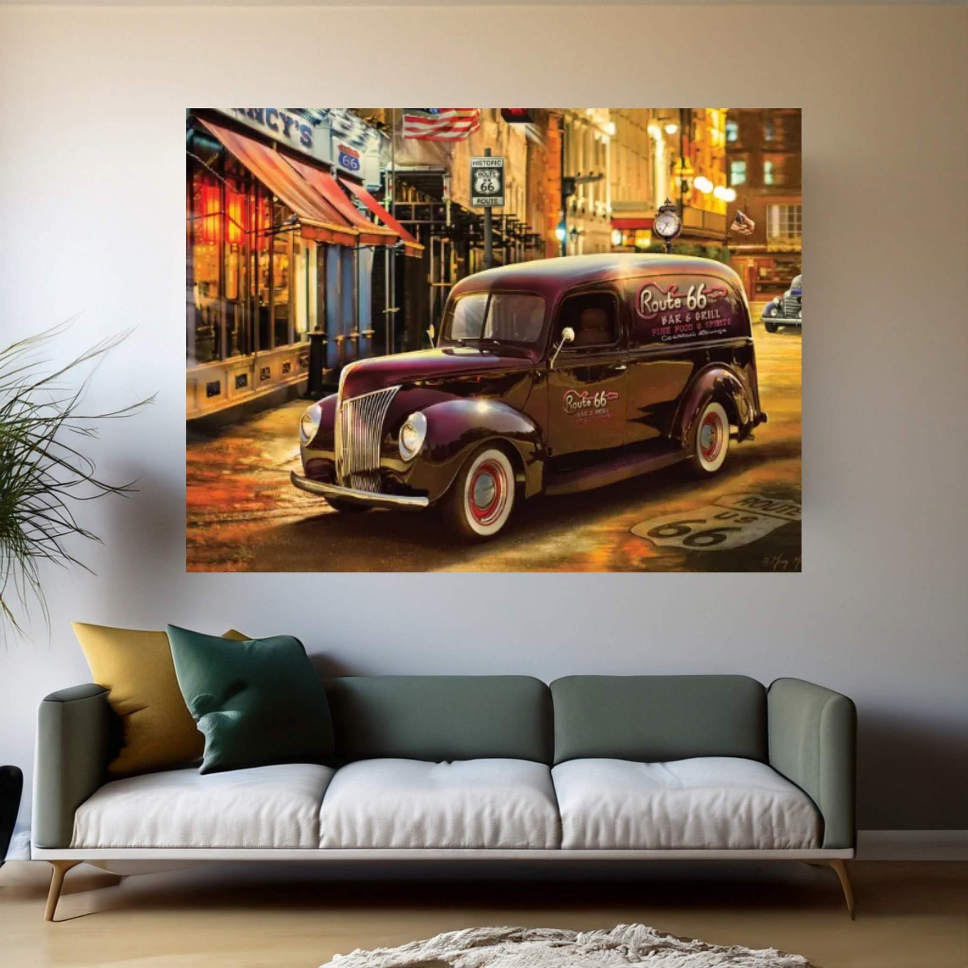 Nostalgic America Panel Truck Canvas Wall Art - Y Canvas