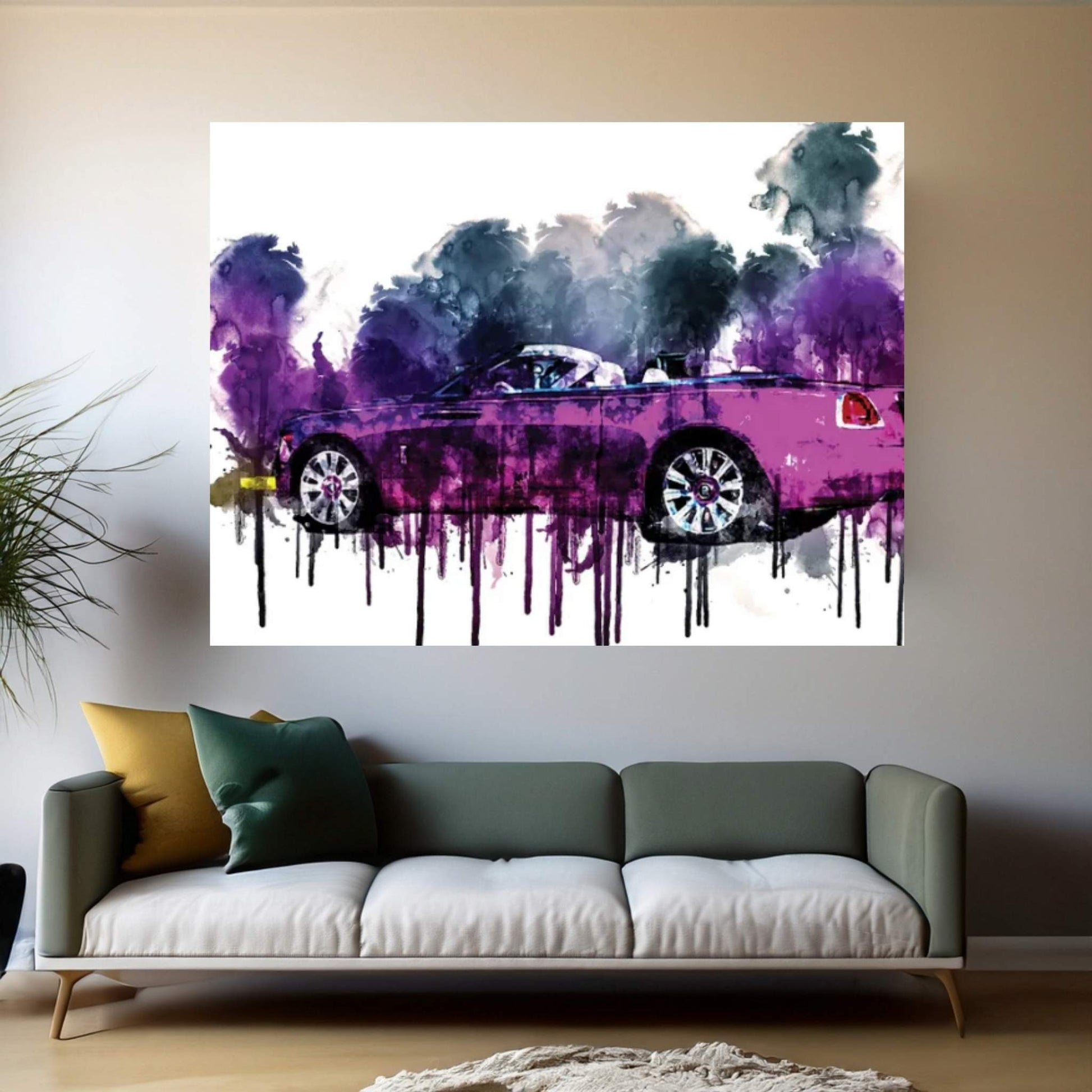 2017 Rolls Royce Dawn In Fuxia Canvas Wall Art - Y Canvas