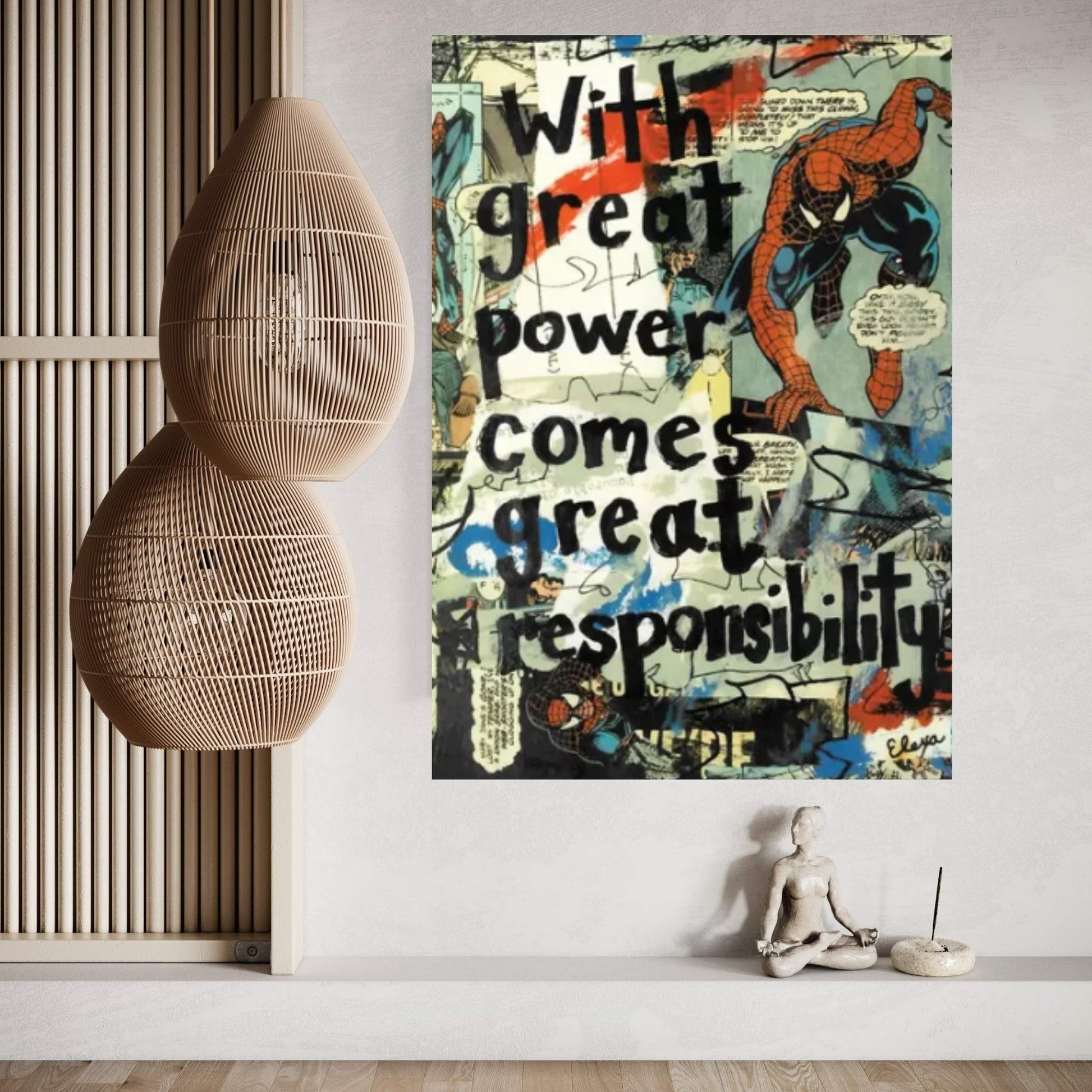 Great Power Spiderman Canvas Wall Art - Y Canvas