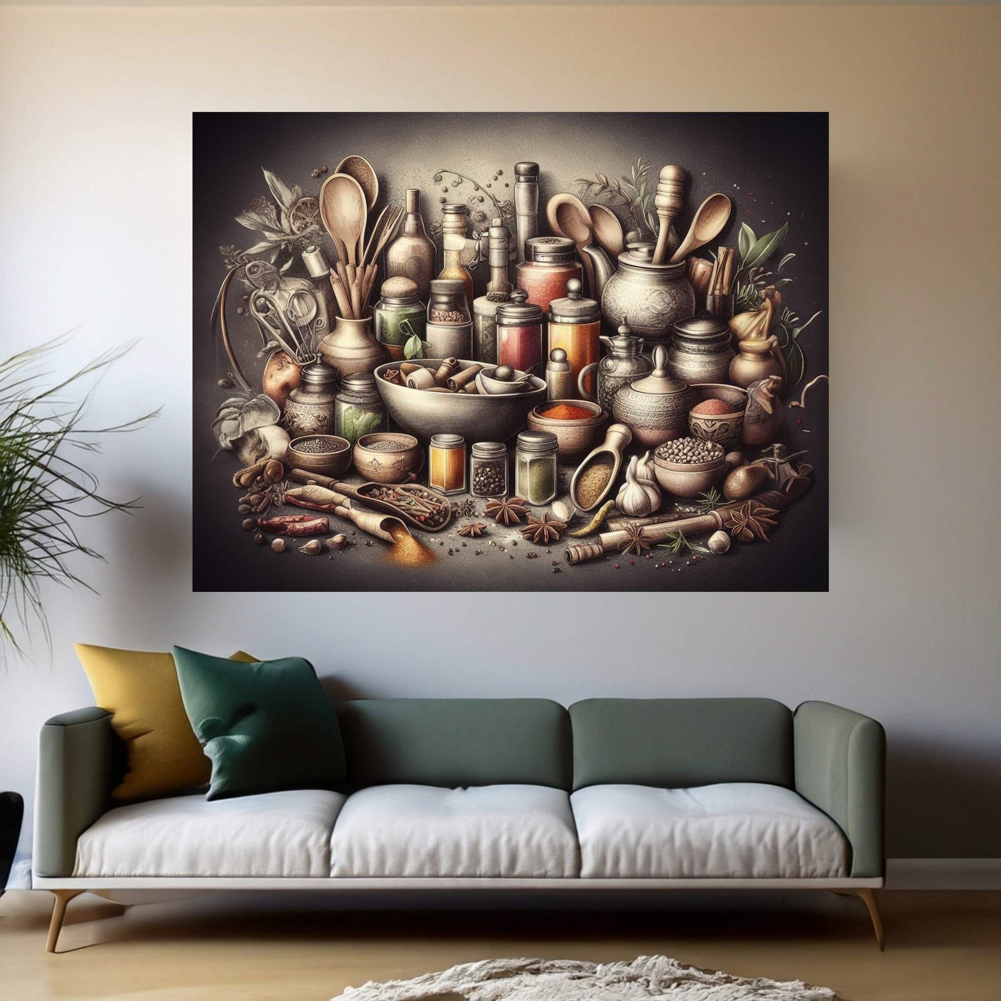 Spices Kitchen Wall Art, Food Artwork, Abstract Wall Decor, Indian Spices Canvas, Modern Wall Decor Home Decor - Y Canvas