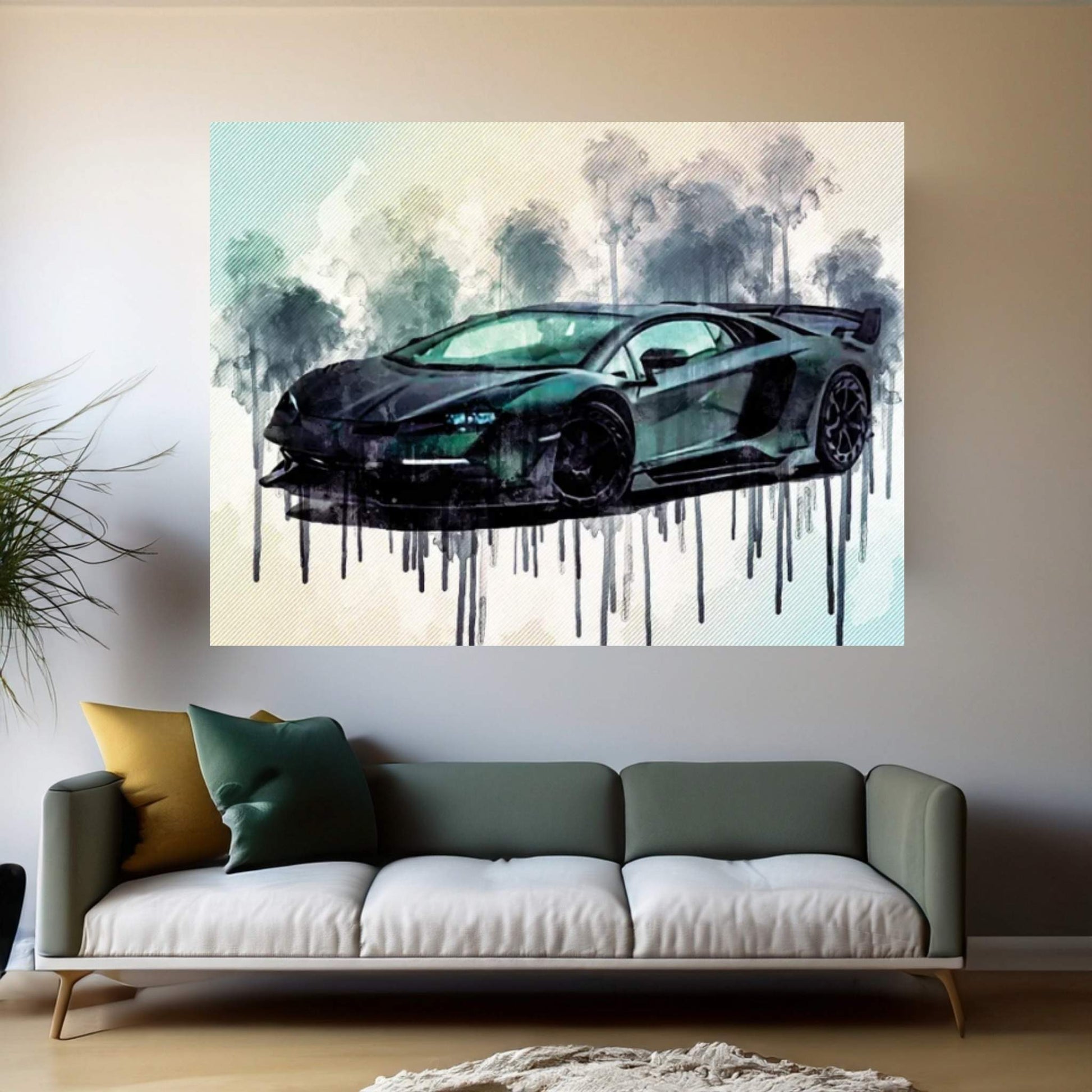 Mansory Cabrera Lamborghini Svj 2020 Hypercar Front View Exterior Tuning Aventador New Green Matte Italian Supercars Canvas Wall Art - Y Canvas