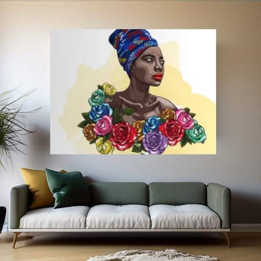 African Art Wall Decor, African Woman Makeup Wall Art, Modern Gold Lips Wall Art - Y Canvas