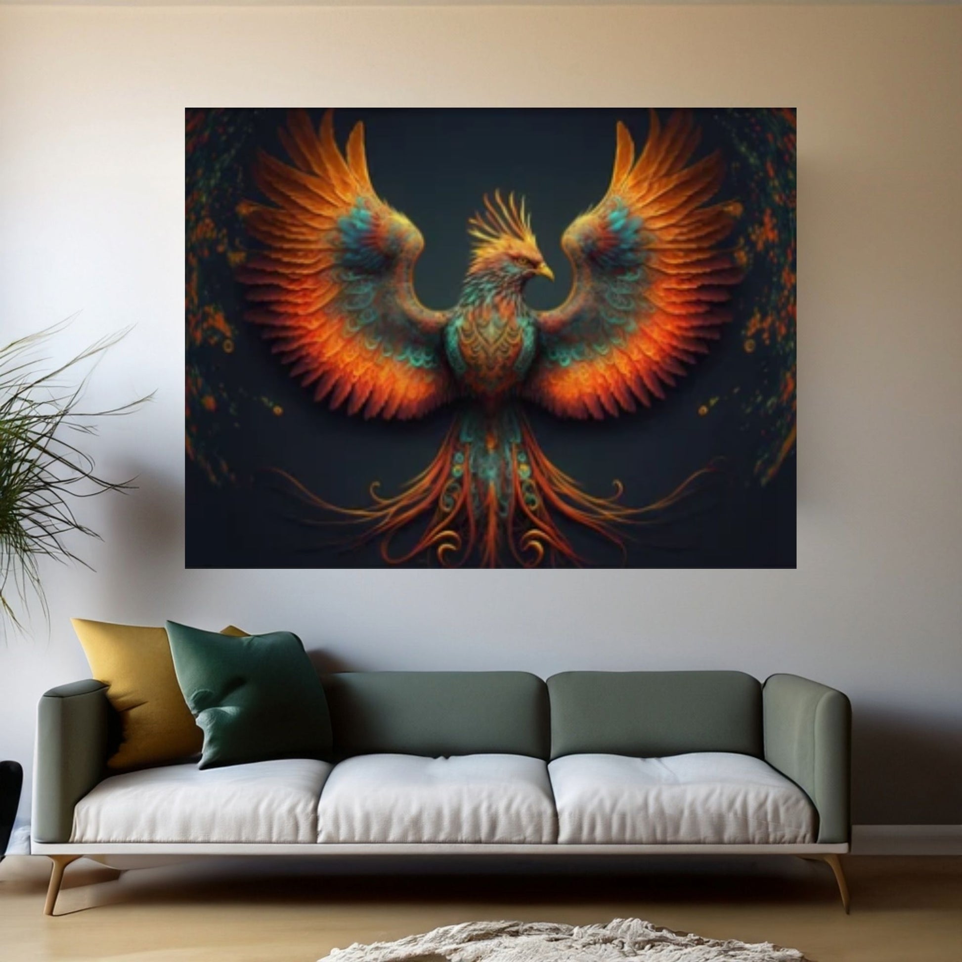 War Bird Mythological Red Bird Legendary Bird Canvas Wall Art - Y Canvas