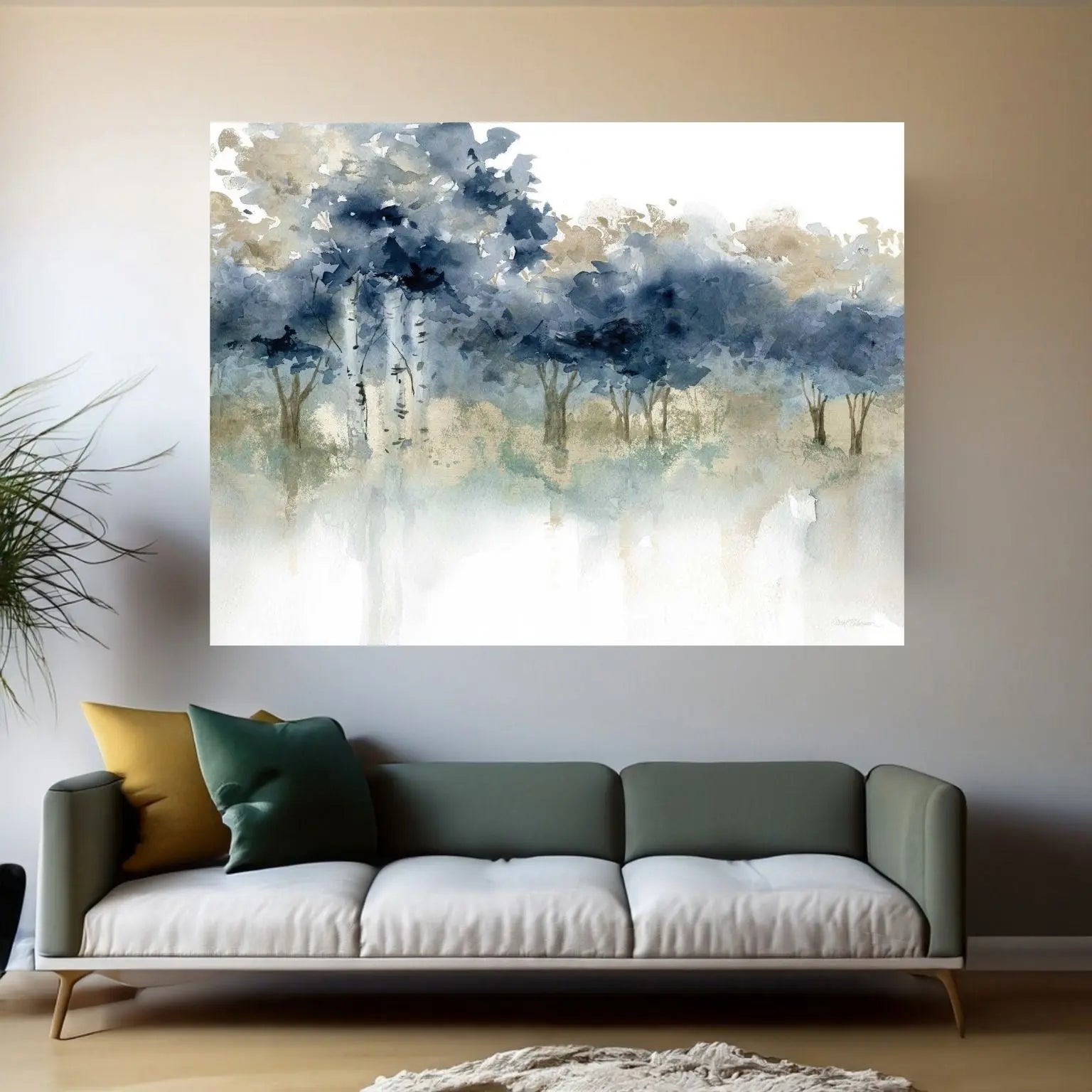 Water's Edge Abstract Canvas Wall Art - Y Canvas