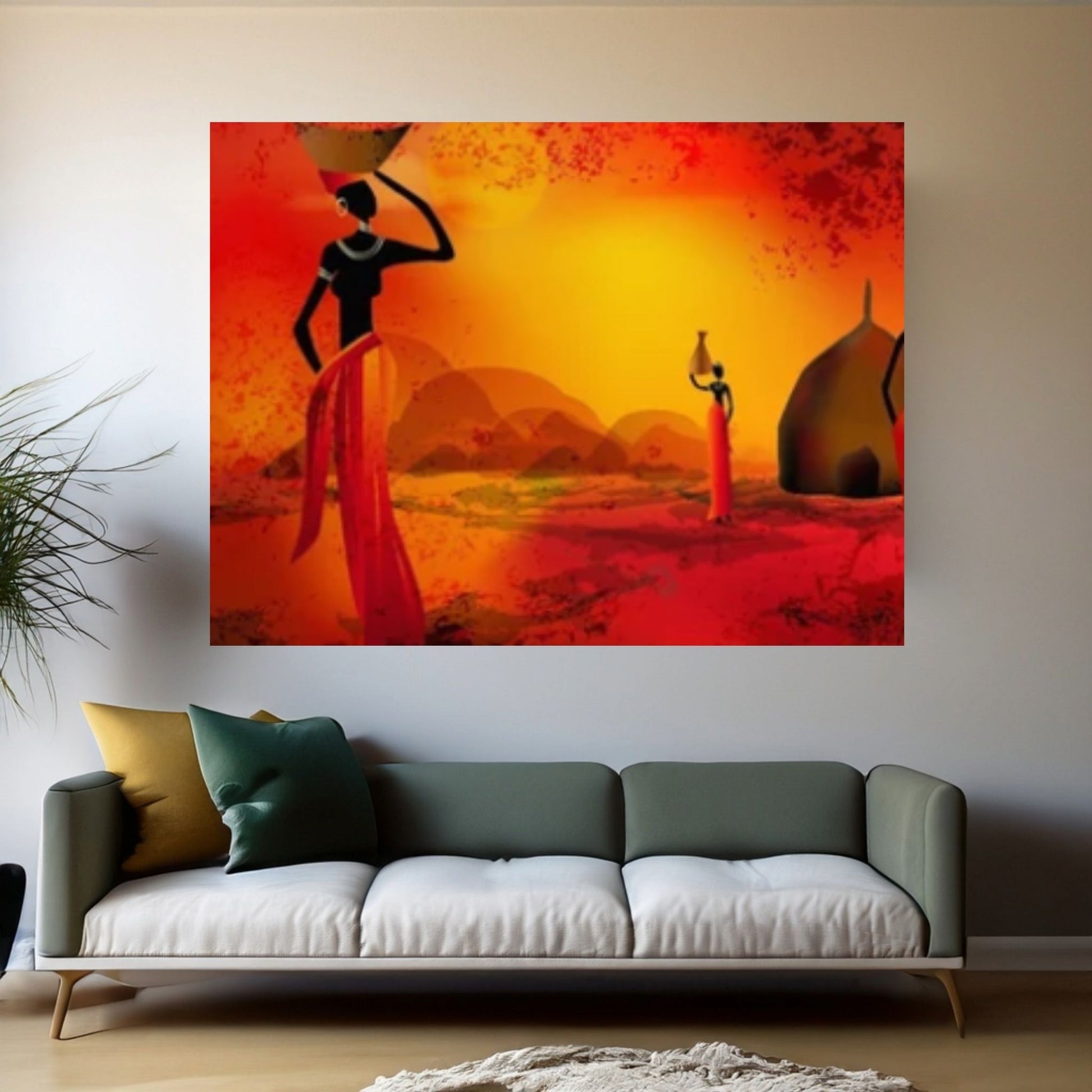 African Women Canvas Wall Art, African Afro Art Canvas, Black Woman Canvas, African Woman Art - Y Canvas