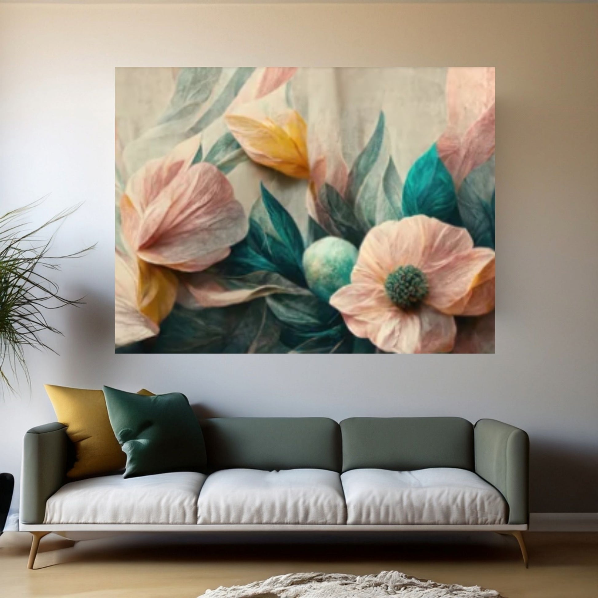 Colorful Wild Flower Canvas Print | Framed Wall Art-Flowers in the style of watercolor Canvas Wall Art - Y Canvas