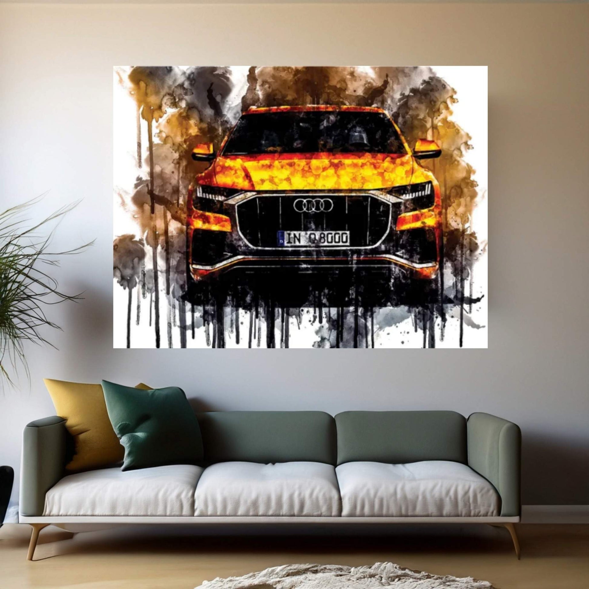 Car 2018 Audi Q8 50 TDI Quattro S Line Canvas Wall Art - Y Canvas