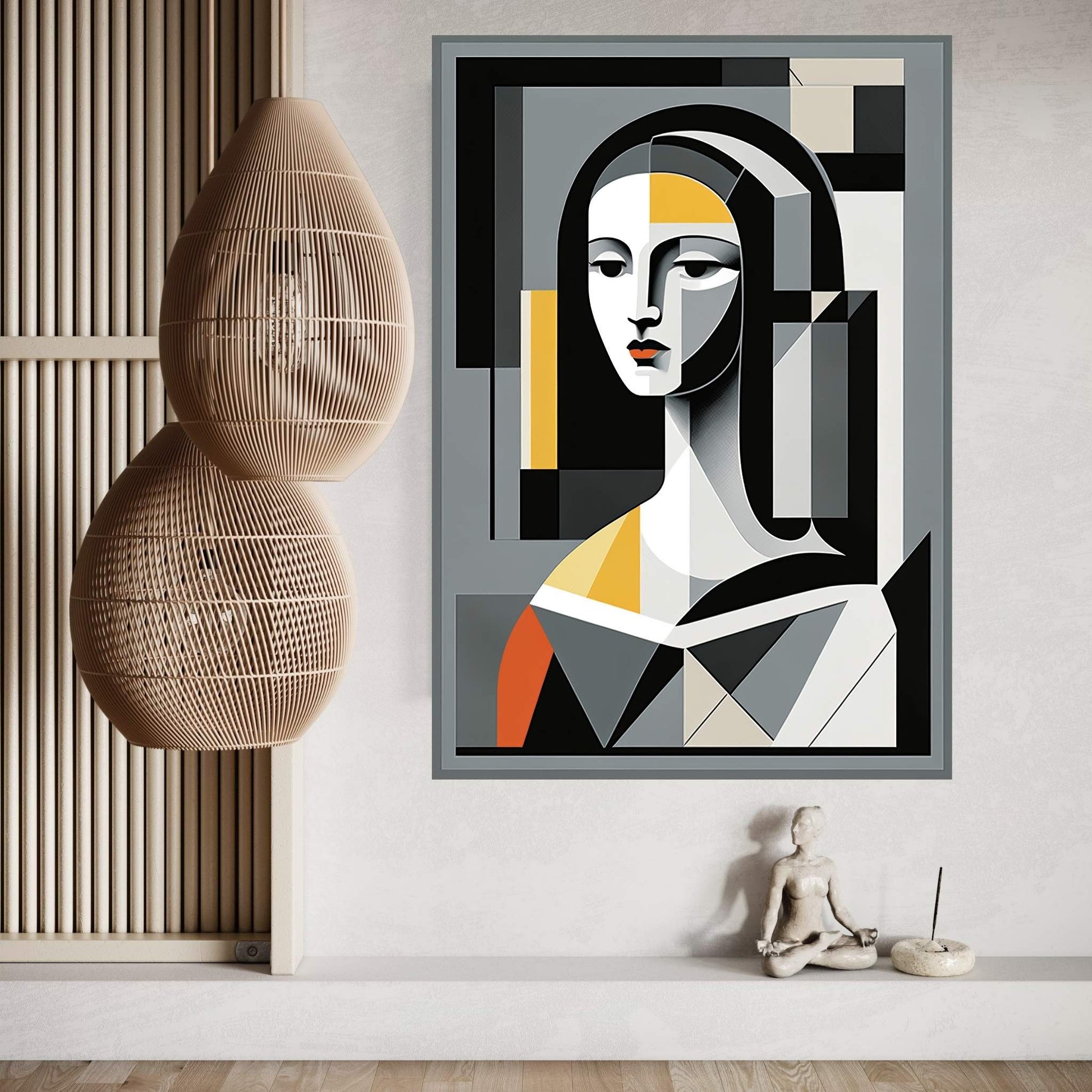 Modern Mona Lisa Picasso Style Reproduction Modern Abstract Canvas Wall Art - Y Canvas