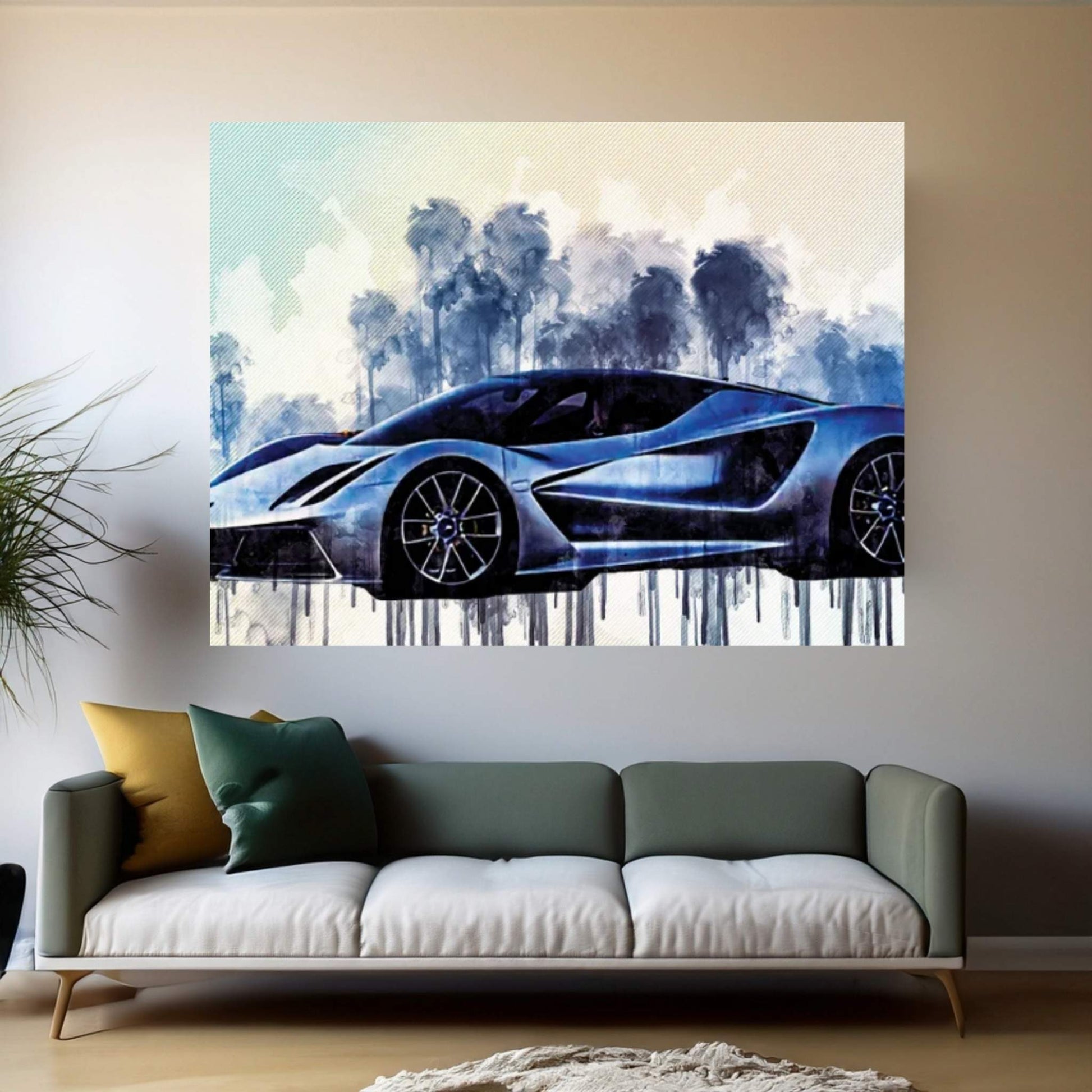 Lotus Evija 2020 Side View Silver Hypercar Exterior New Silver Evija British Sports Cars Canvas Wall Art - Y Canvas