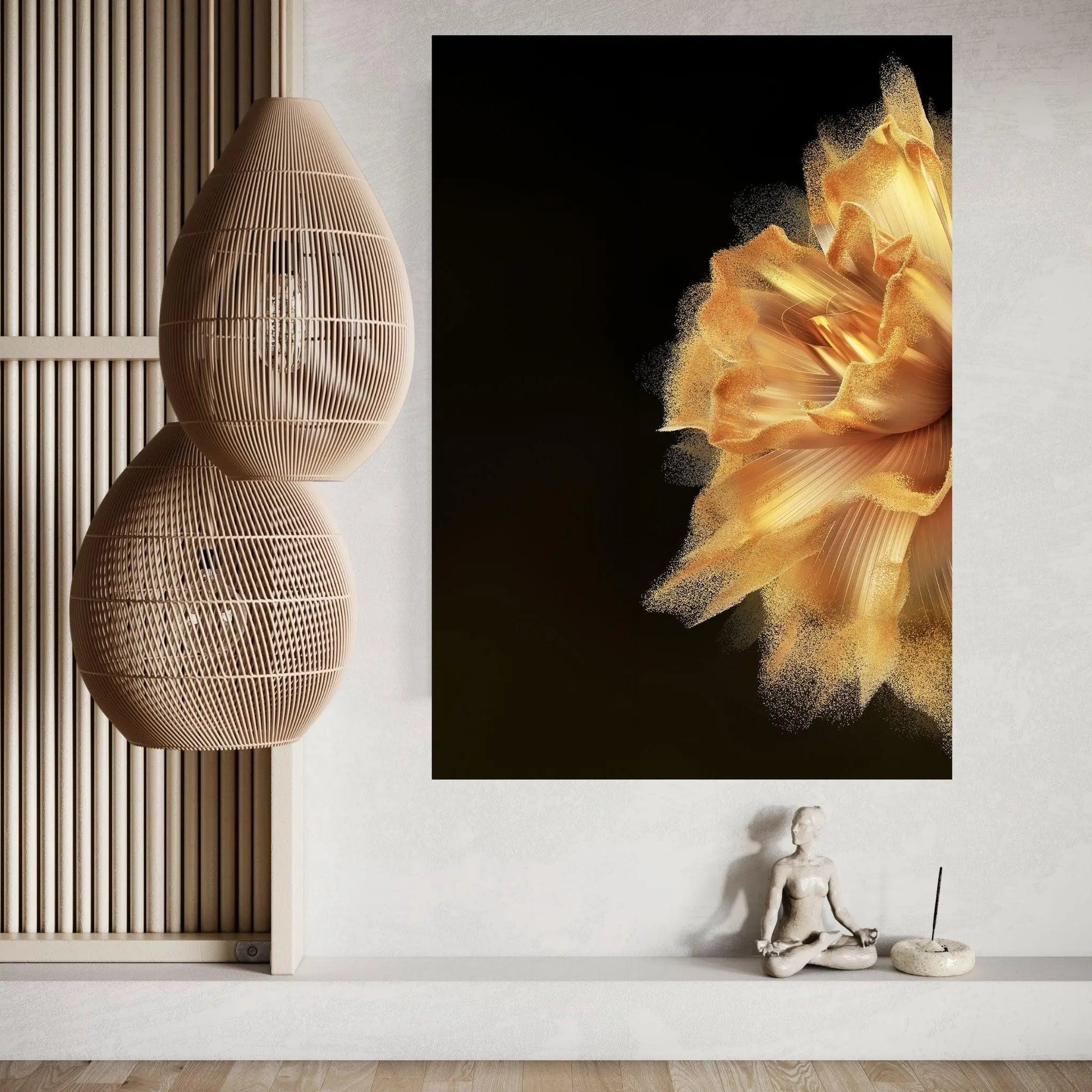 Yellow Gold Flower Canvas Wall Art: - Y Canvas